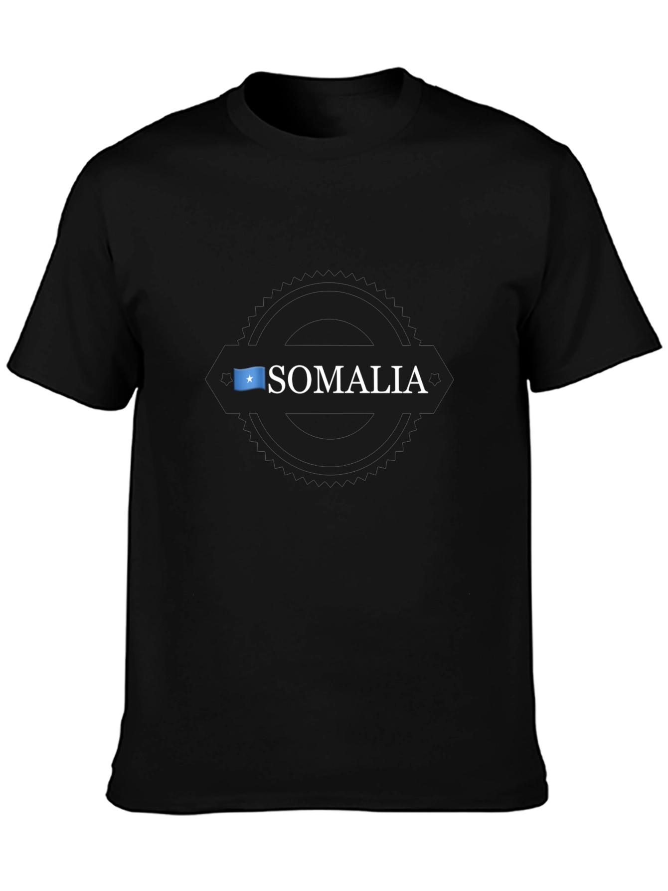 Somalia Flag Graphic Print Black T-Shirt