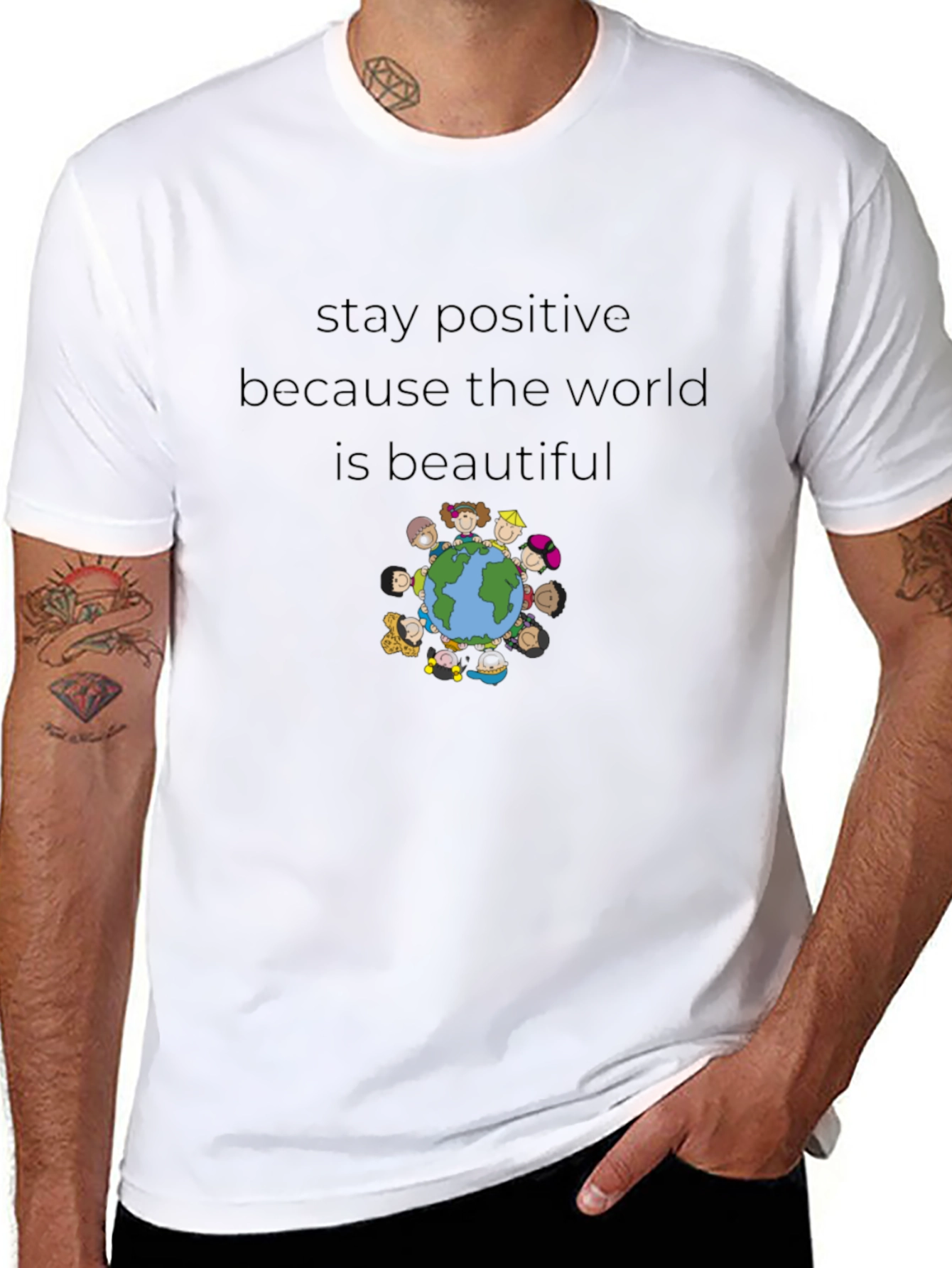 Stay Positive Earth Graphic Tee