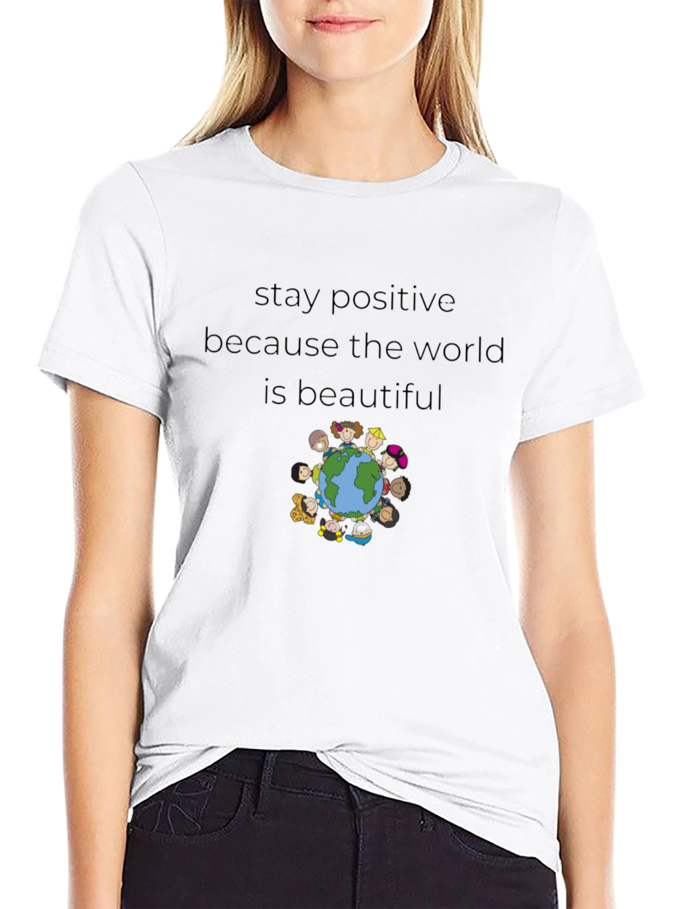 Stay Positive Earth Graphic Tee