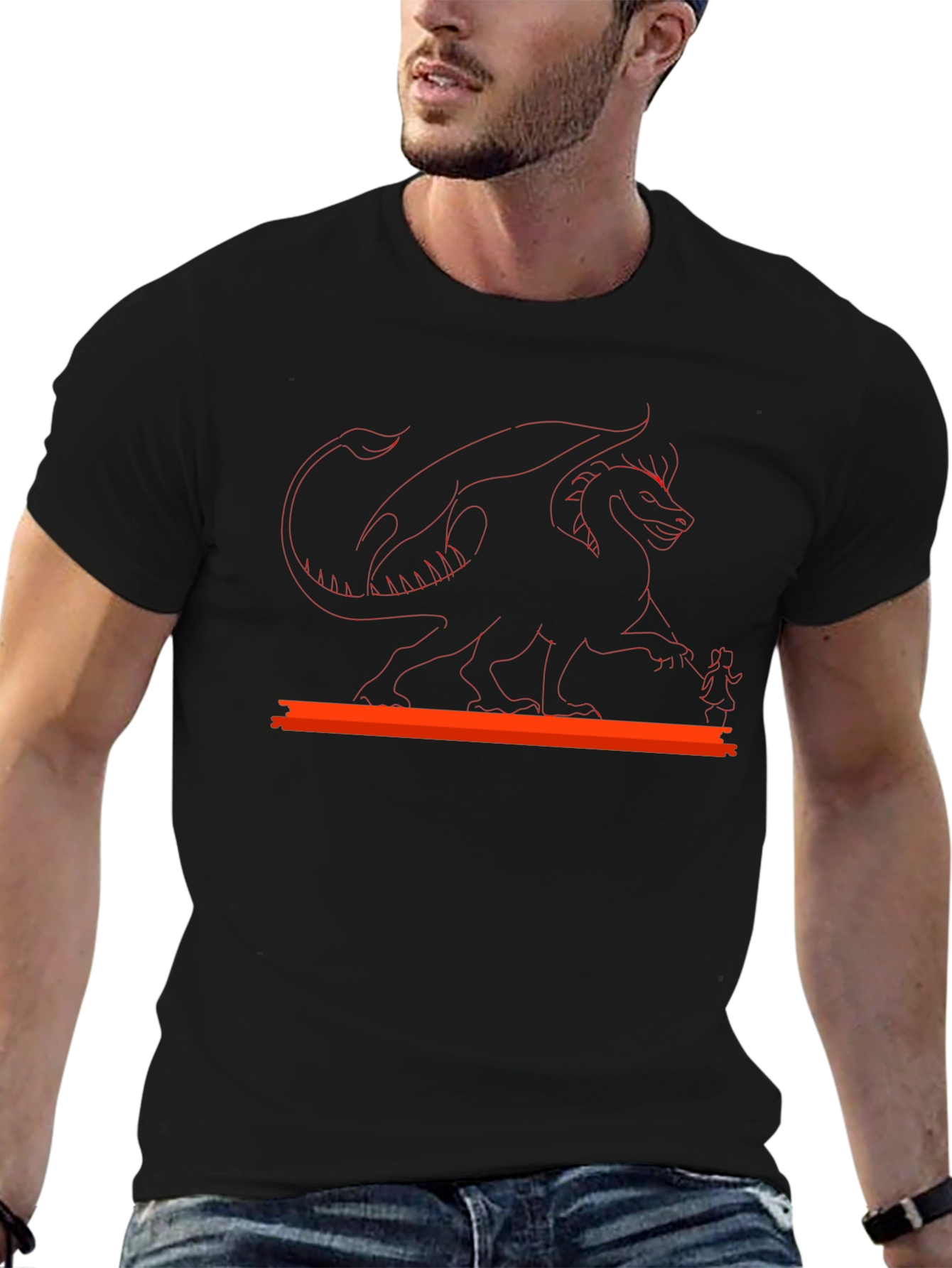 Dragon & Girl Graphic Black T-Shirt