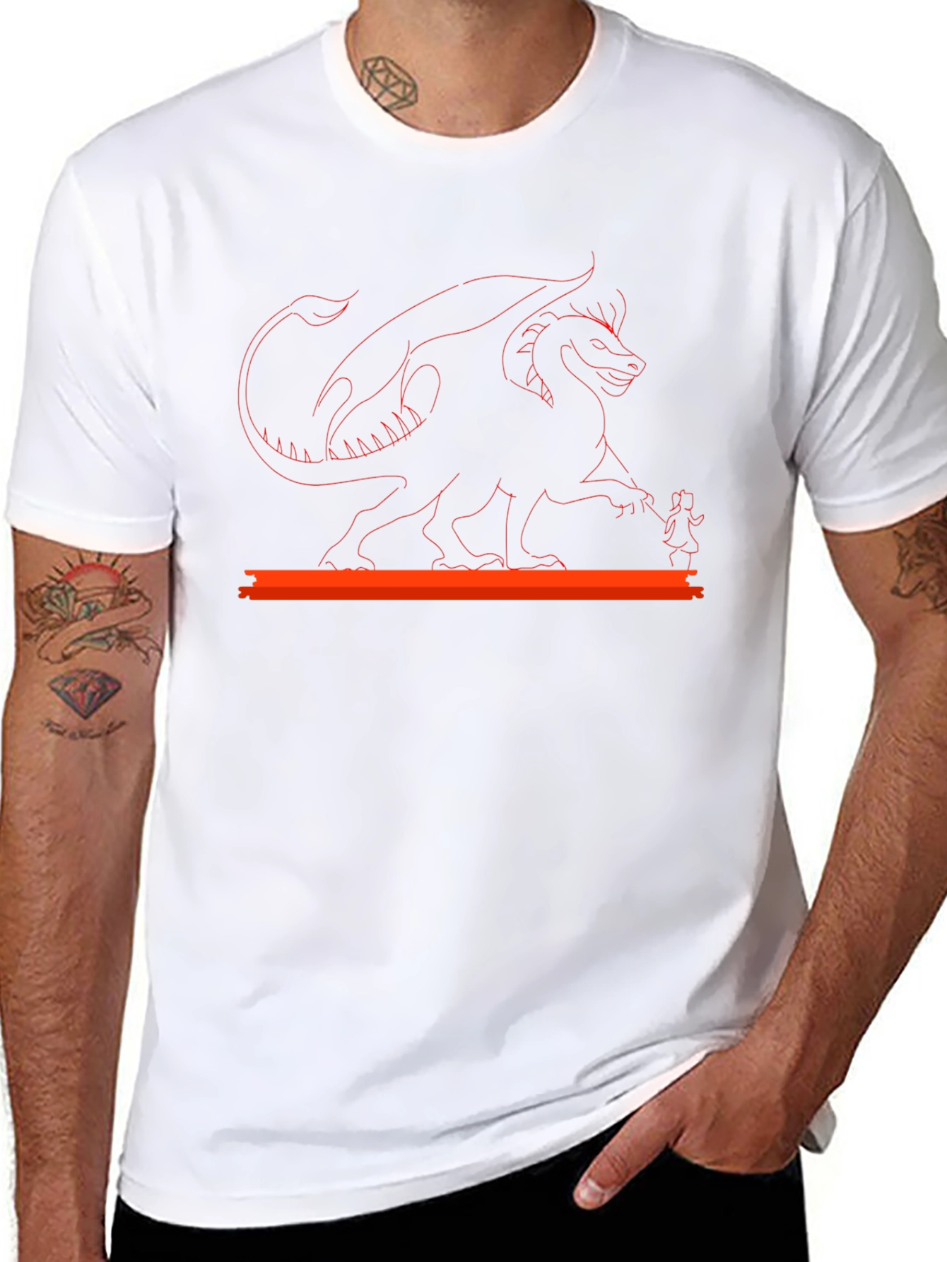 Dragon & Girl Graphic Black T-Shirt