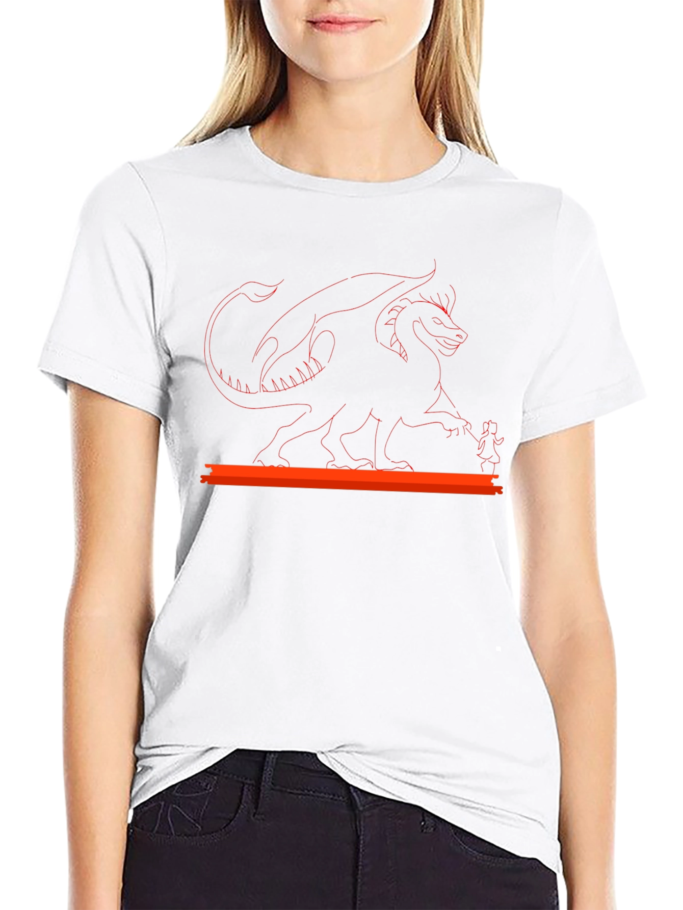 Dragon & Girl Graphic Black T-Shirt