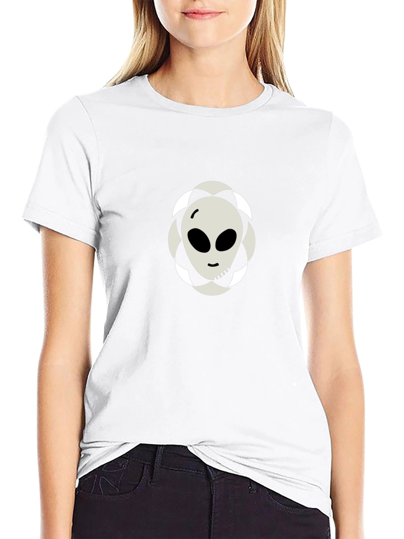 Alien Graphic Tee - Black Cotton Blend Shirt