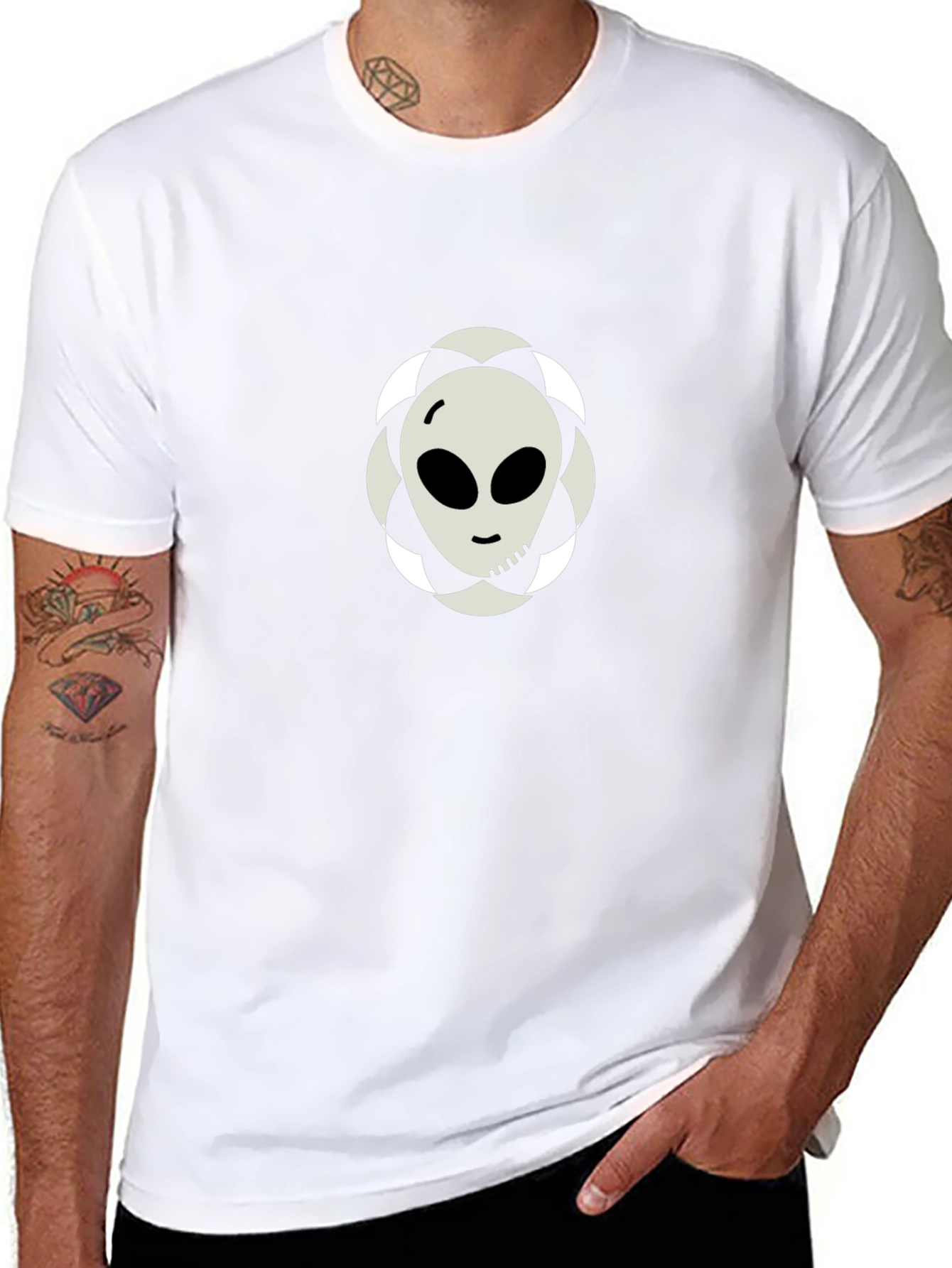 Alien Graphic Tee - Black Cotton Blend Shirt