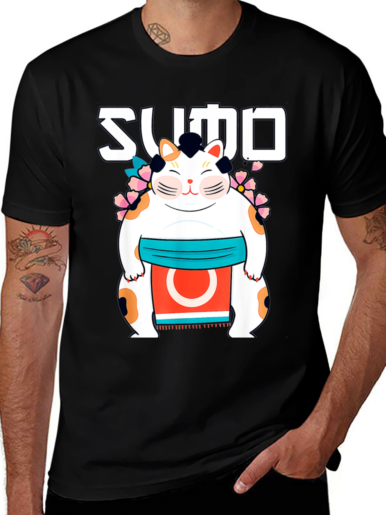 Sumo Cat Graphic T-Shirt - Stylish Cotton Tee