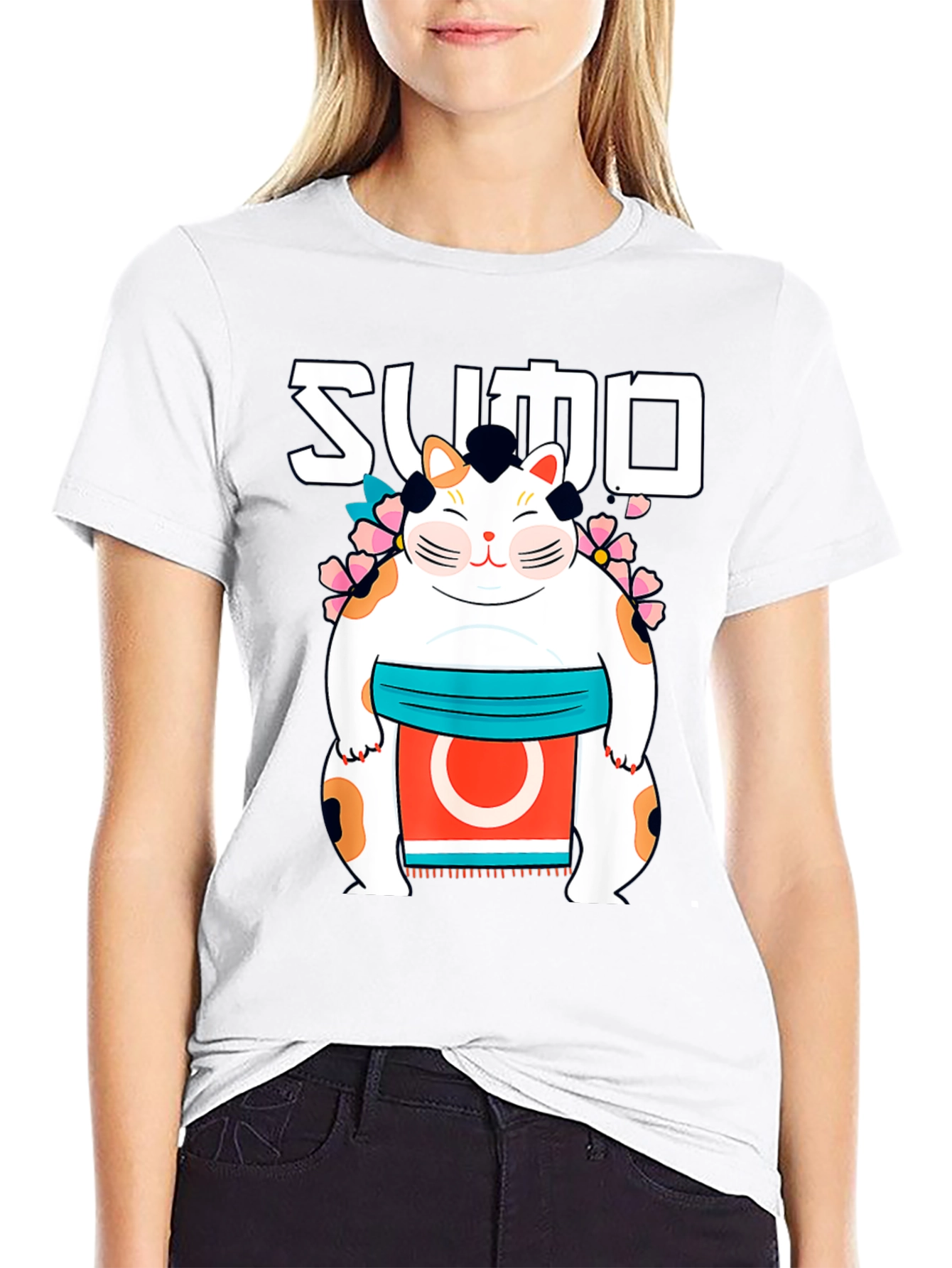 Sumo Cat Graphic T-Shirt - Stylish Cotton Tee