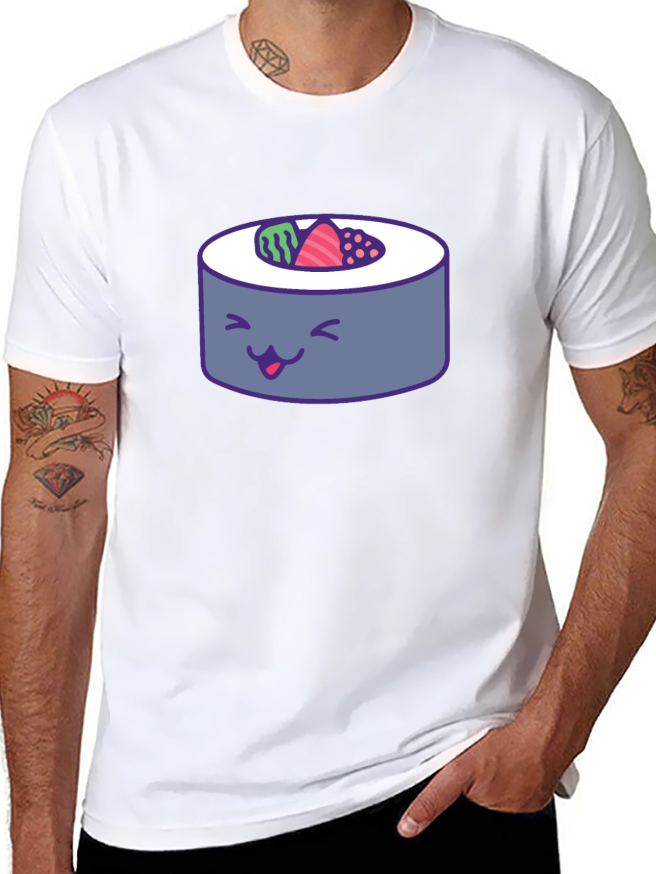 Sushi Roll Graphic Tee - Fun Foodie T-Shirt
