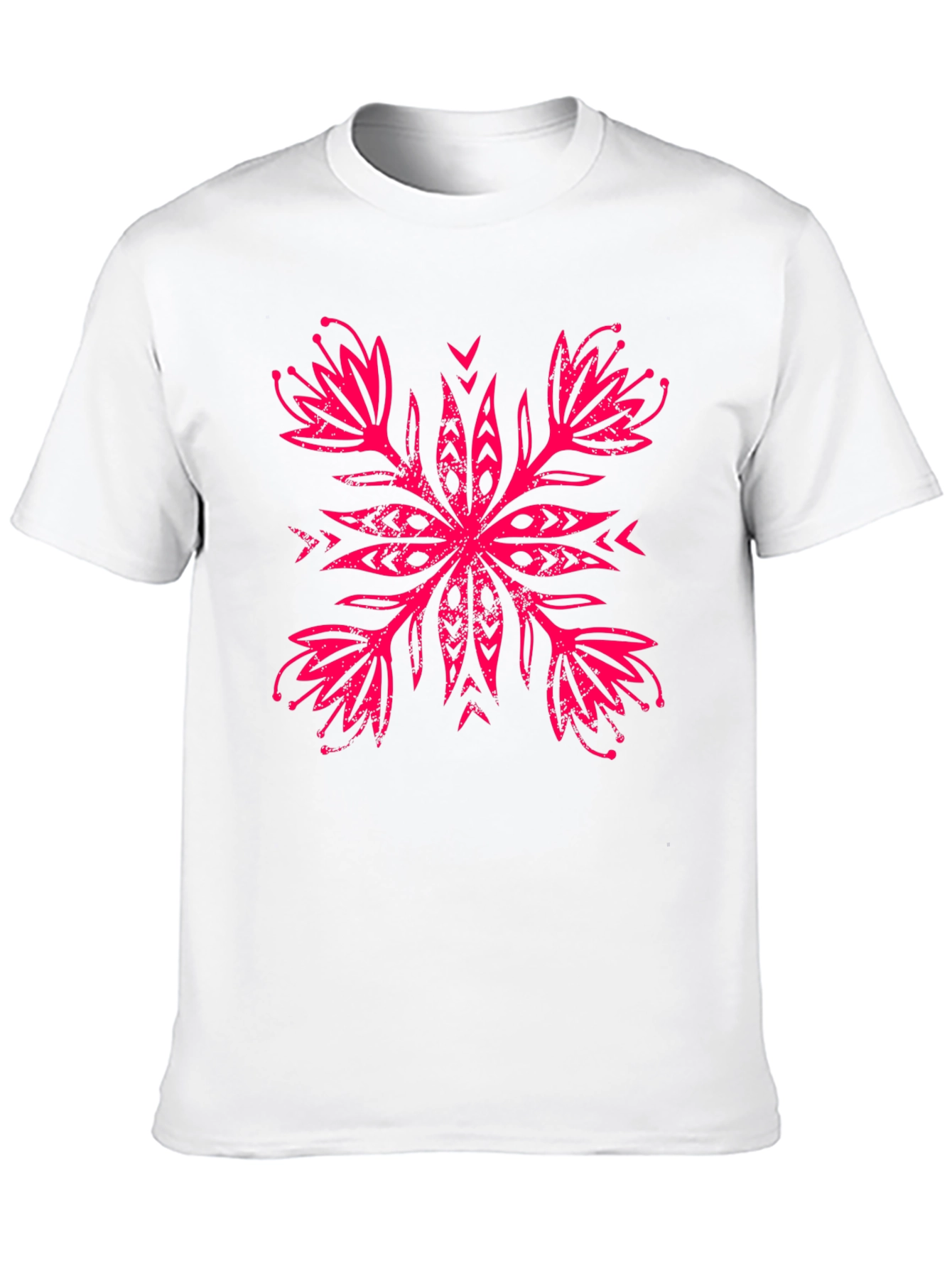 Black T-Shirt with Floral Motif