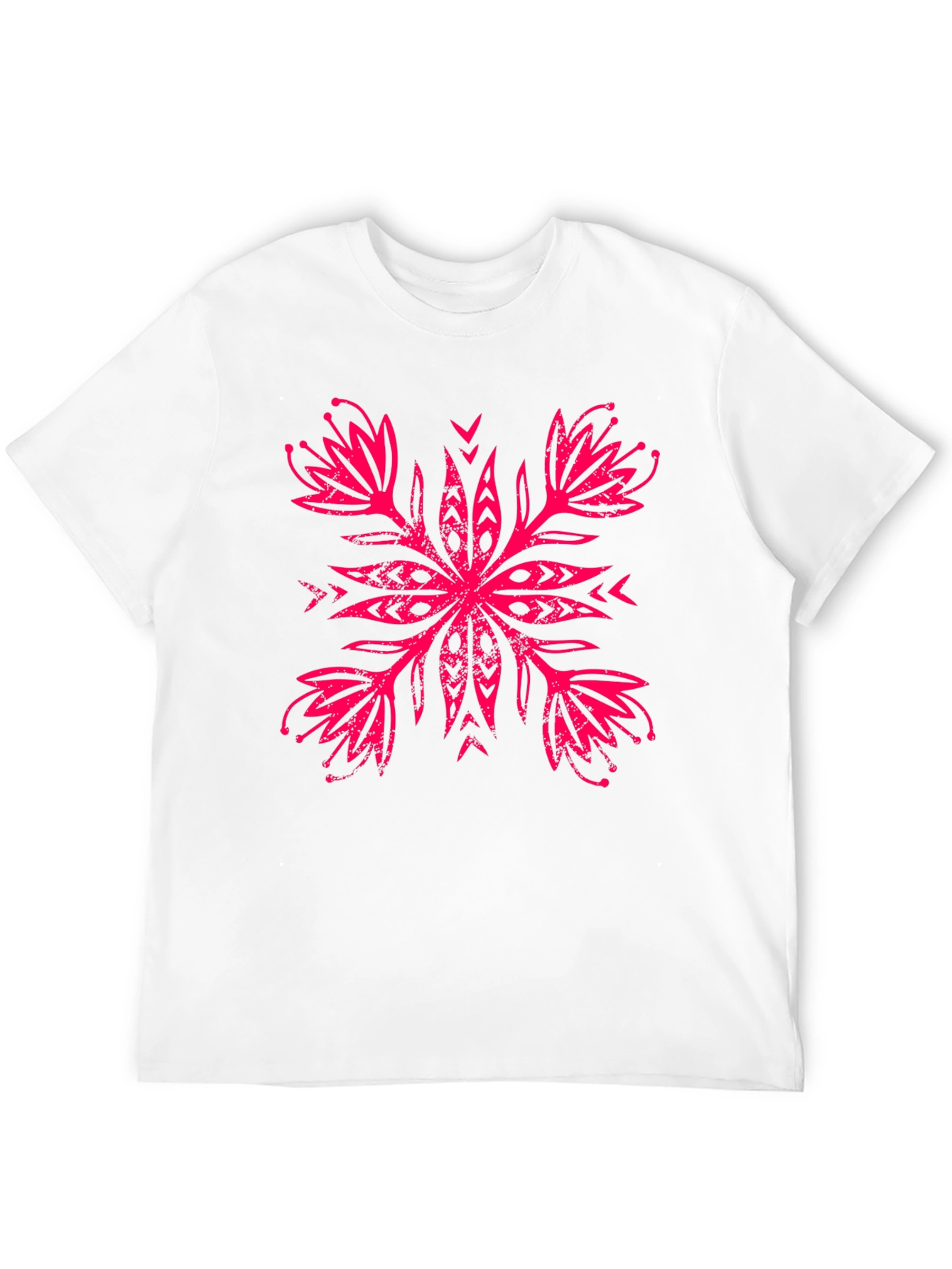 Black T-Shirt with Floral Motif