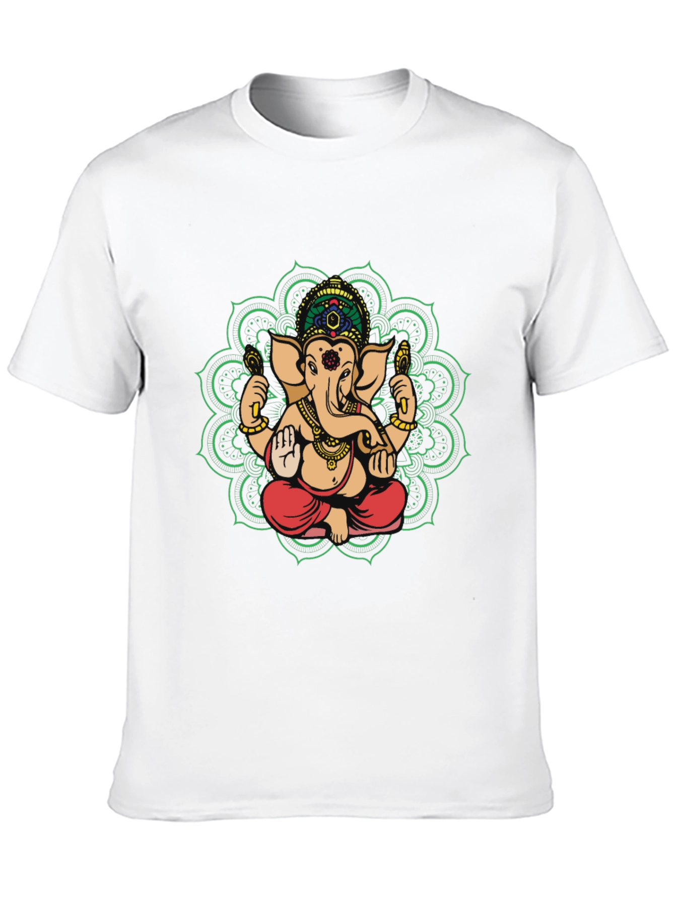 Ganesh Mandala Graphic Tee - Black Cotton Blend Shirt