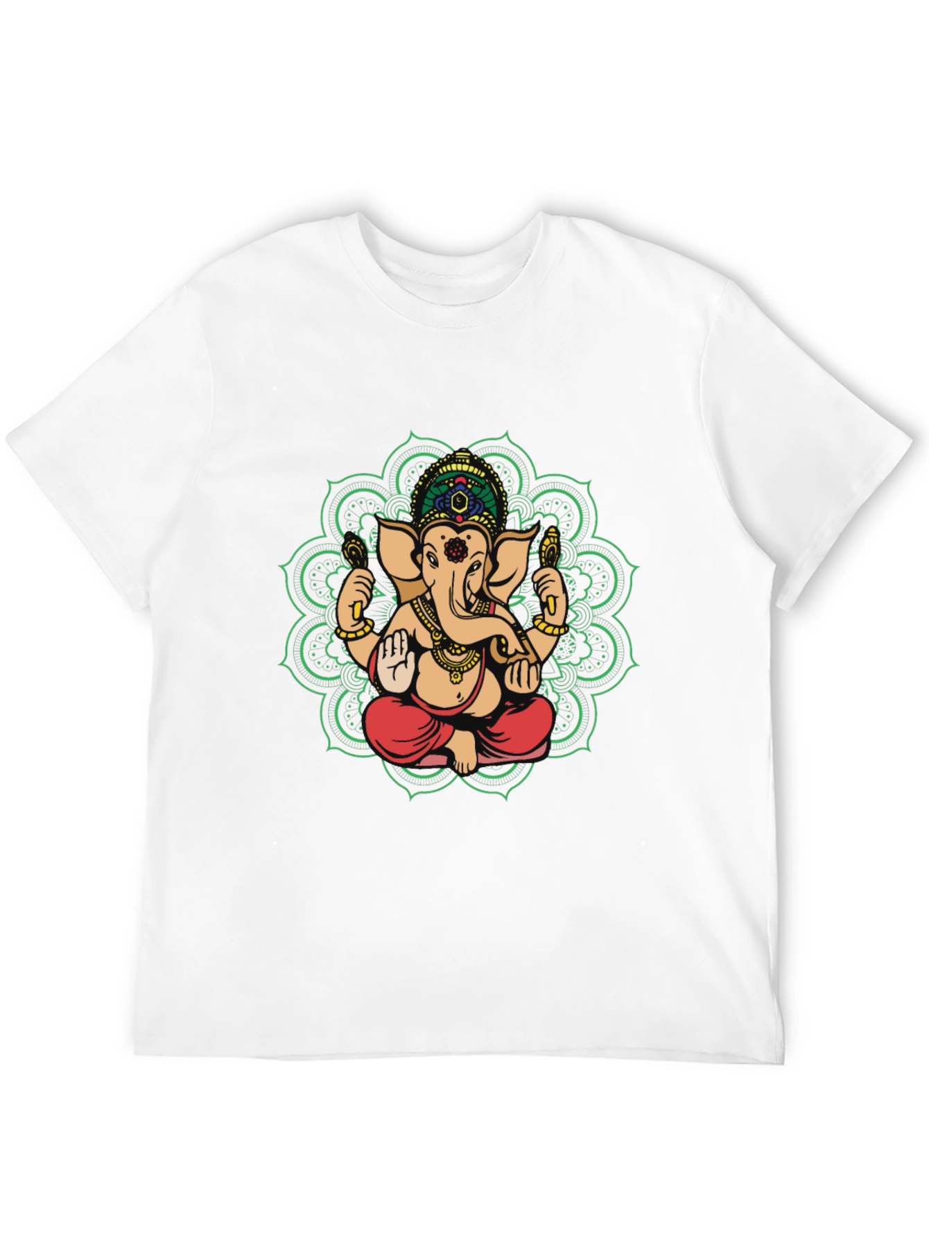 Ganesh Mandala Graphic Tee - Black Cotton Blend Shirt