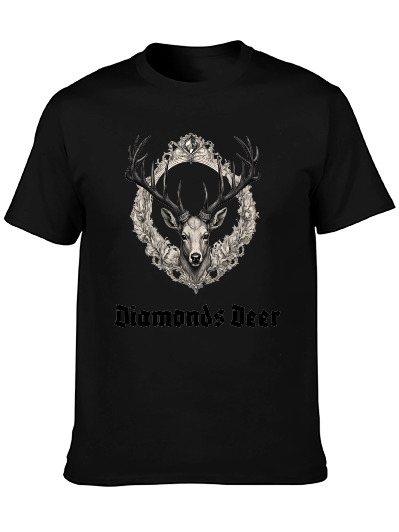Diamonds Deer Graphic Tee - Black