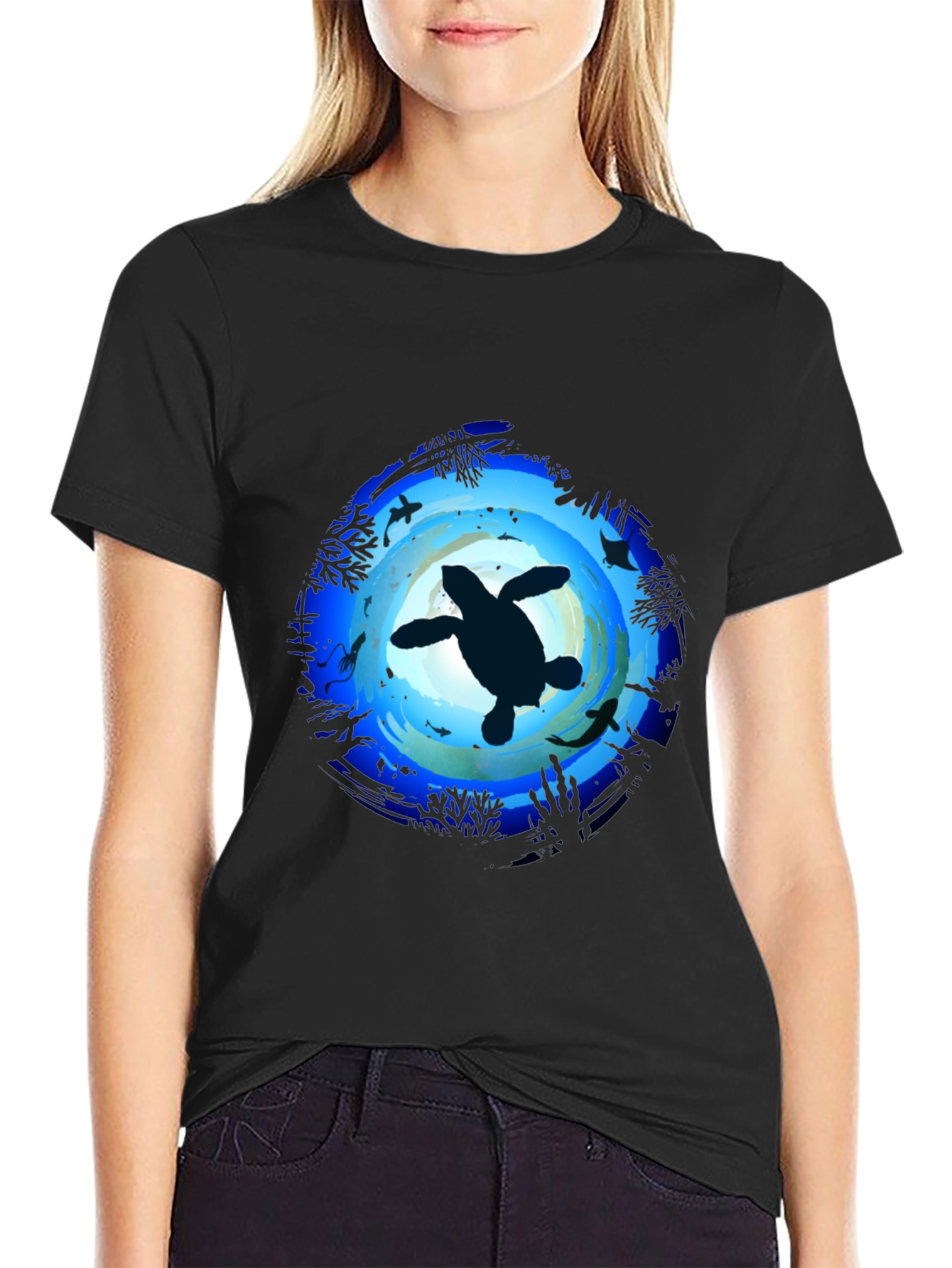Ocean Turtle Graphic Tee - Mens Black T-Shirt