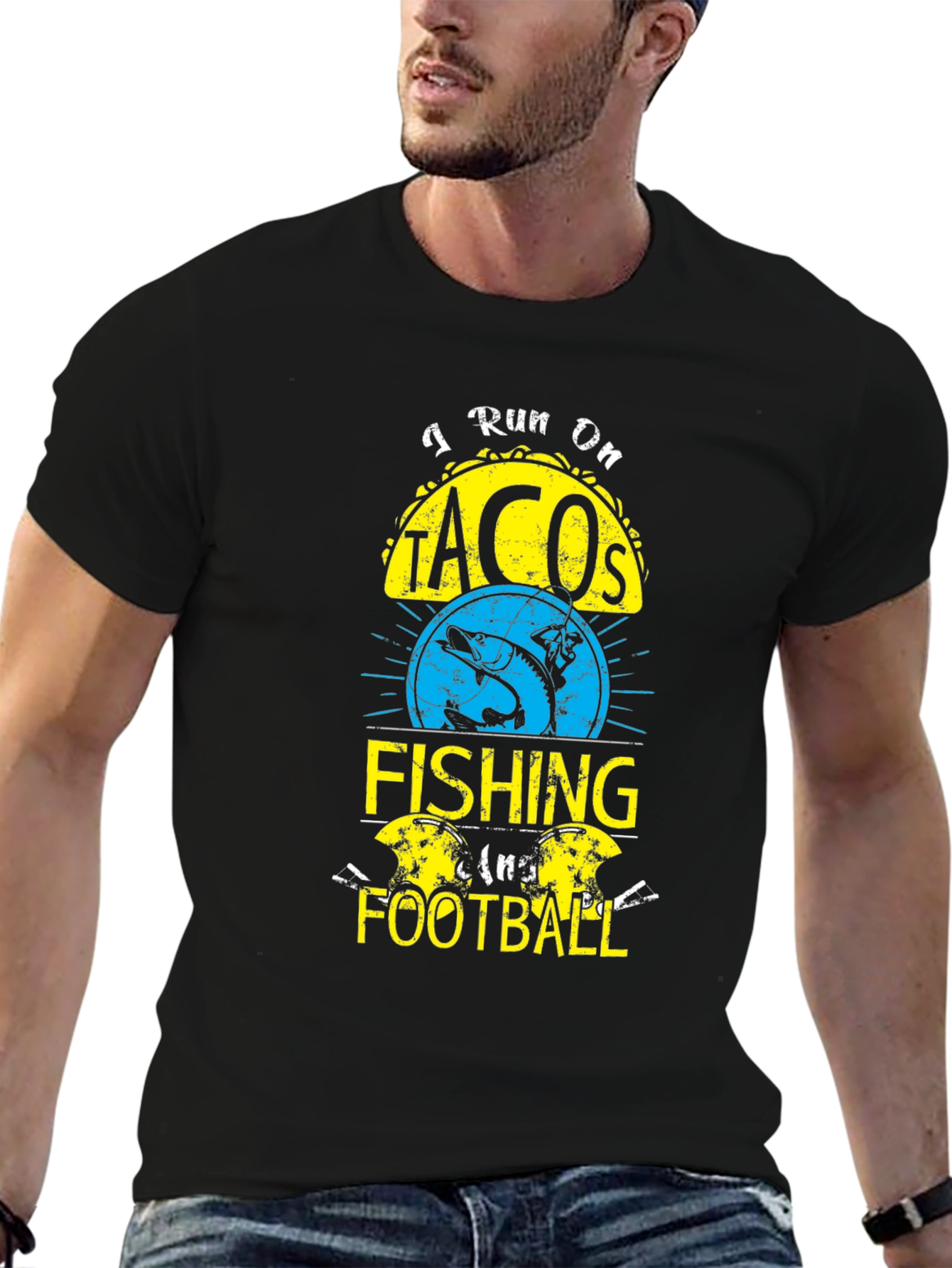 I Run On Tacos Fishing and Football T-Shirt