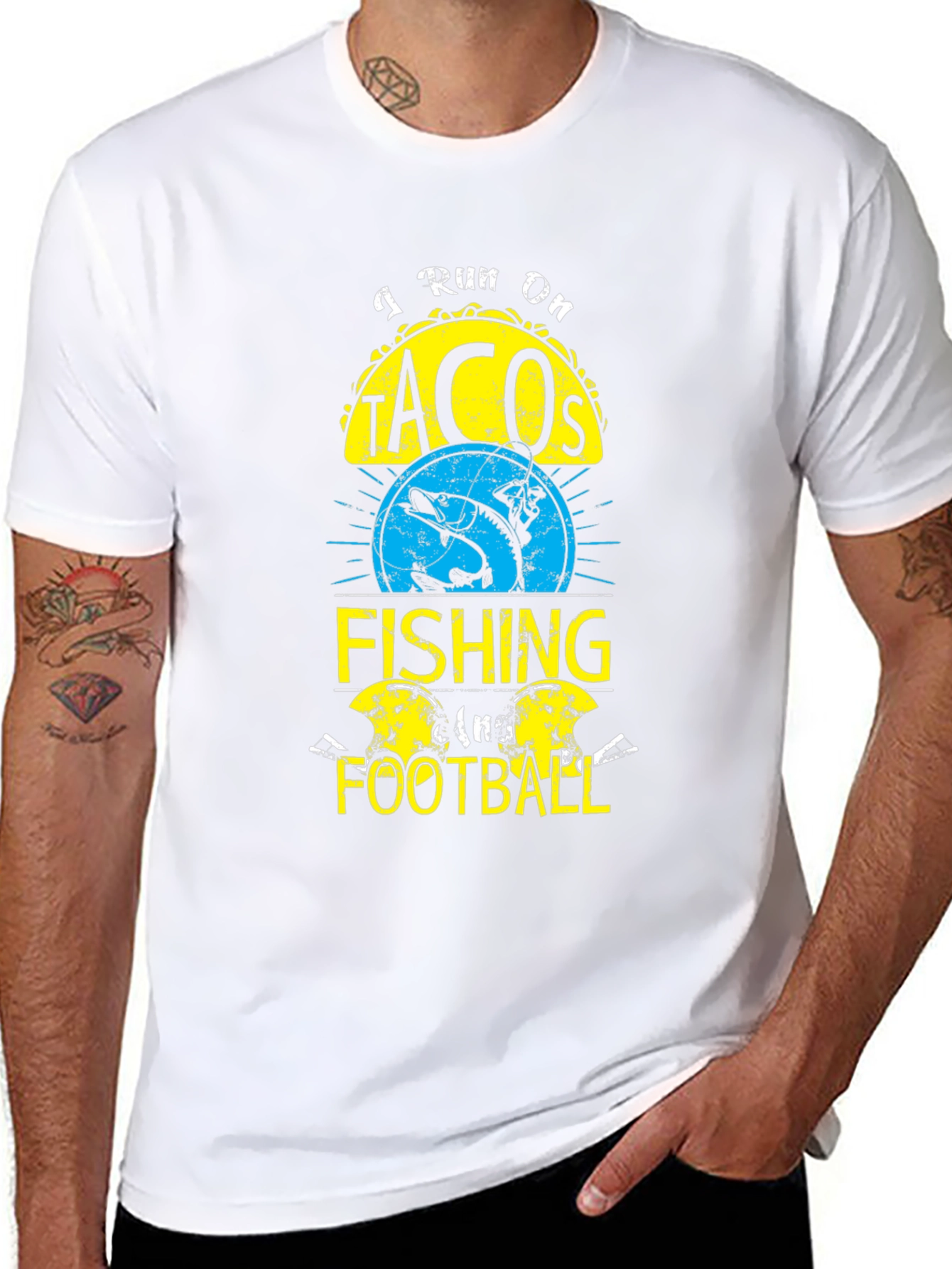 I Run On Tacos Fishing and Football T-Shirt