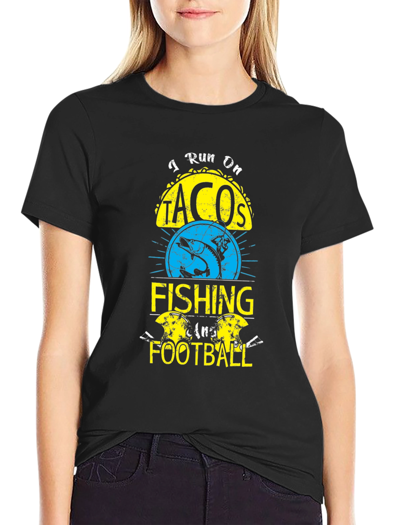 I Run On Tacos Fishing and Football T-Shirt