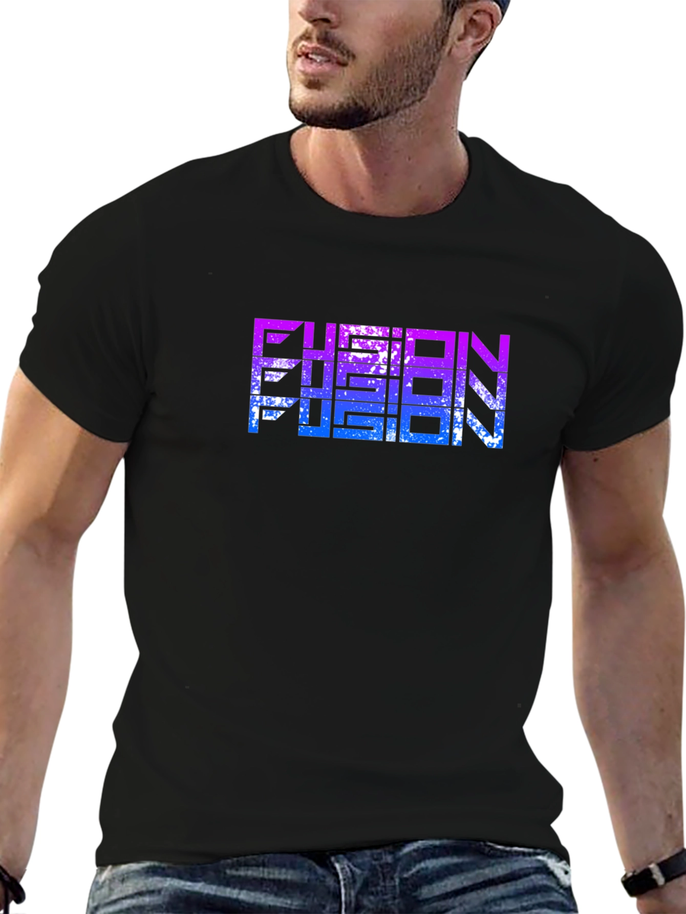 Fusion Graphic Print Black T-Shirt