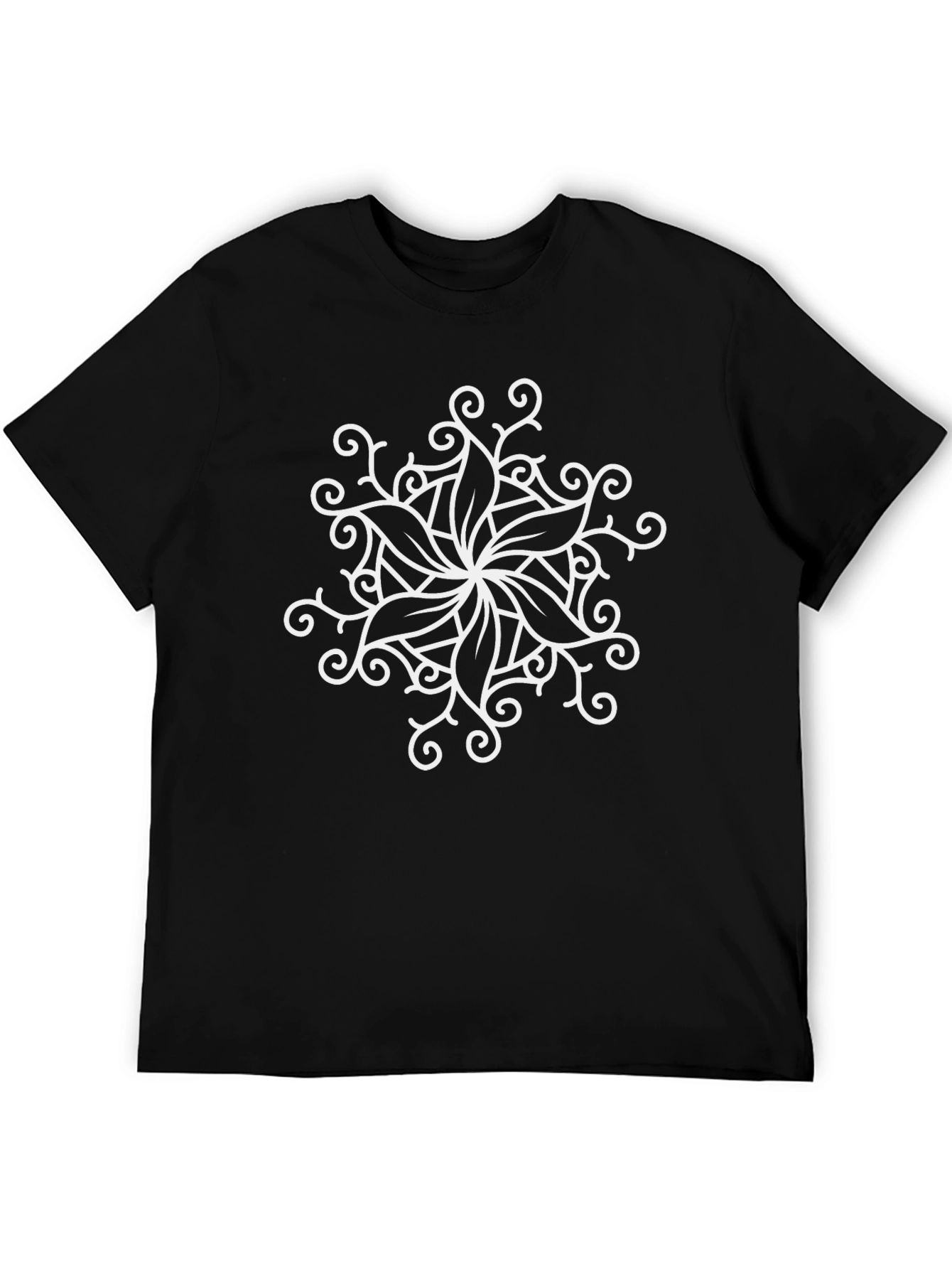 Floral Mandala Graphic Black T-Shirt