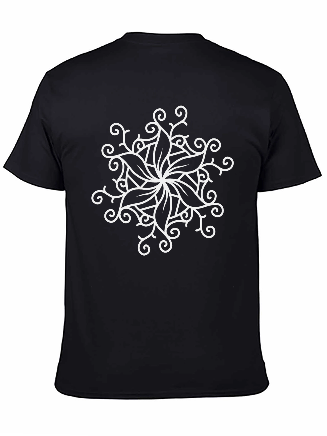 Floral Mandala Graphic Black T-Shirt