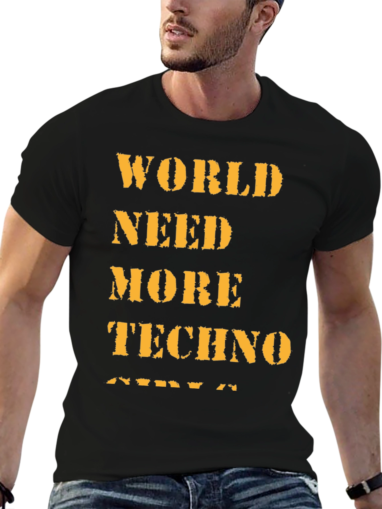 World Need More Techno Black T-Shirt