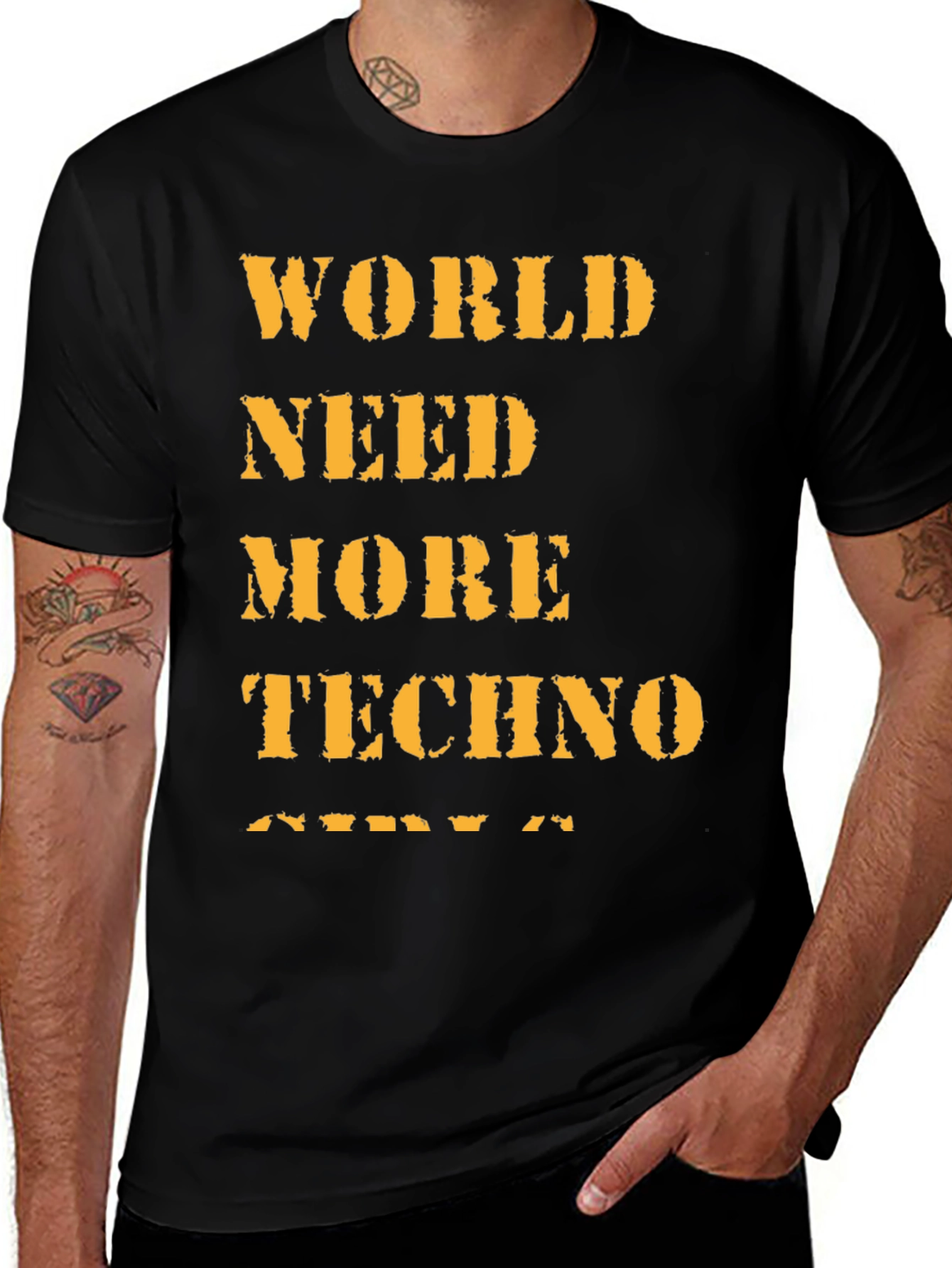 World Need More Techno Black T-Shirt