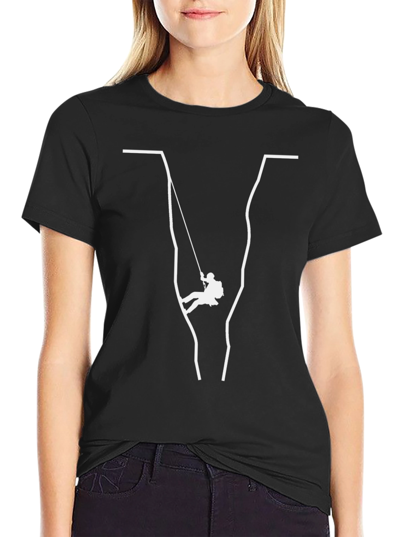 Cliff Rappelling Graphic Tee - Black