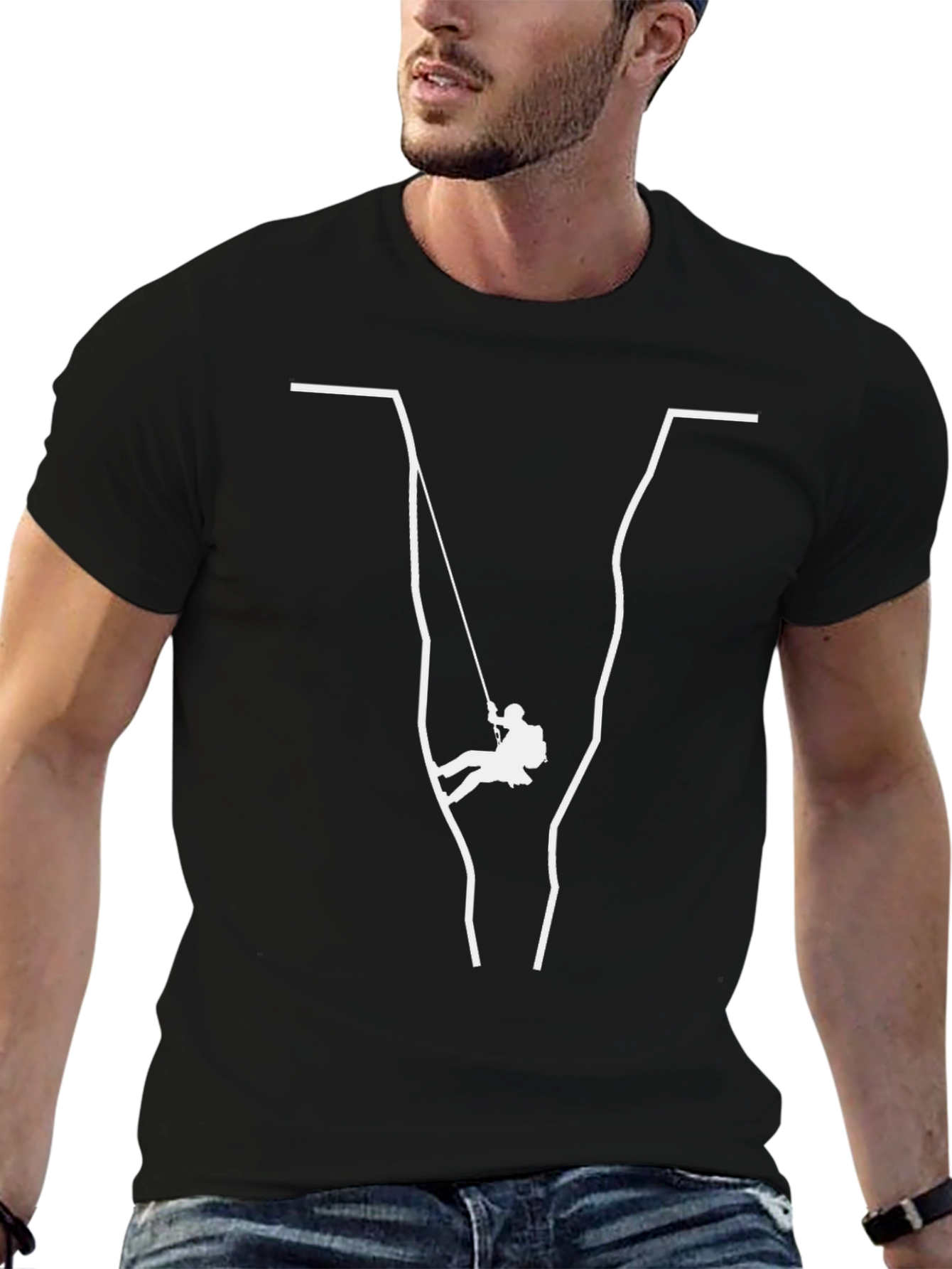 Cliff Rappelling Graphic Tee - Black