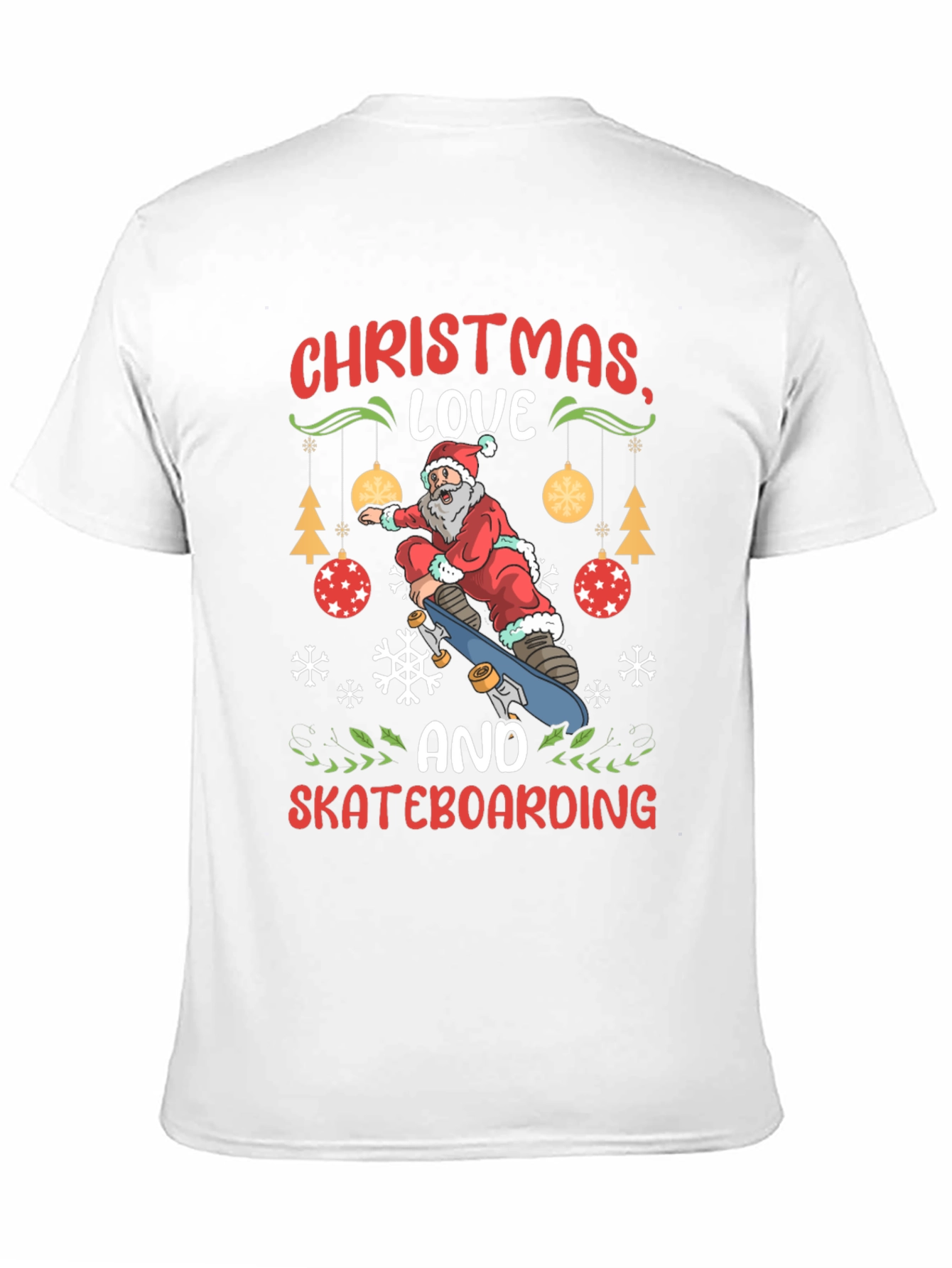 Christmas Skateboarding Santa Graphic T-Shirt