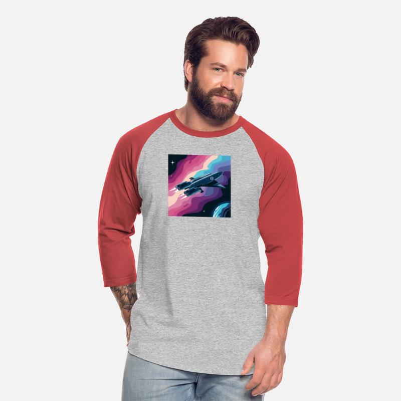 A colorful illustration of a spaceship