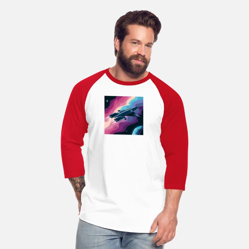 A colorful illustration of a spaceship