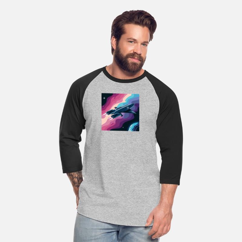 A colorful illustration of a spaceship