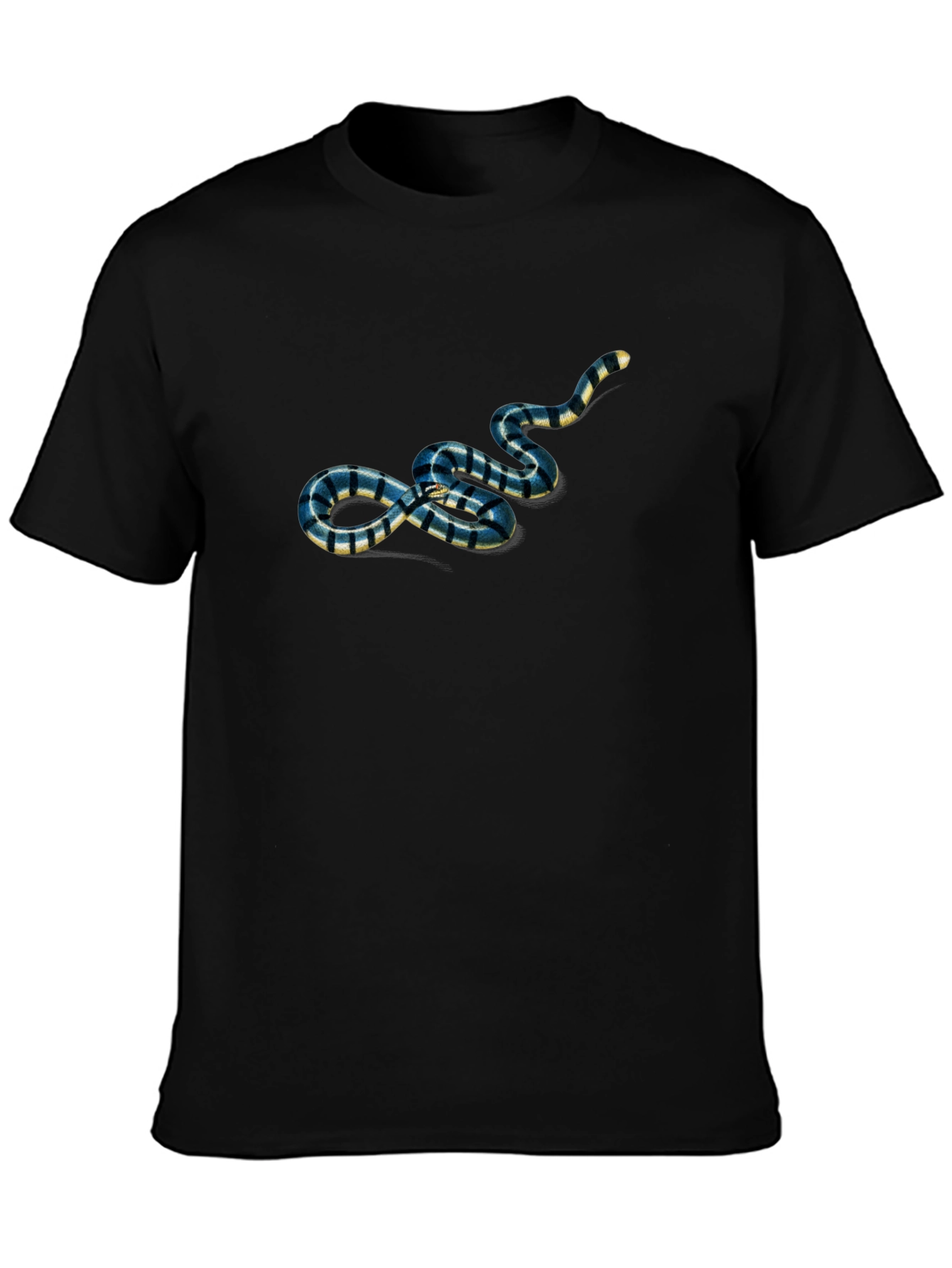 Striped Snake Graphic Tee - Mens Black T-Shirt