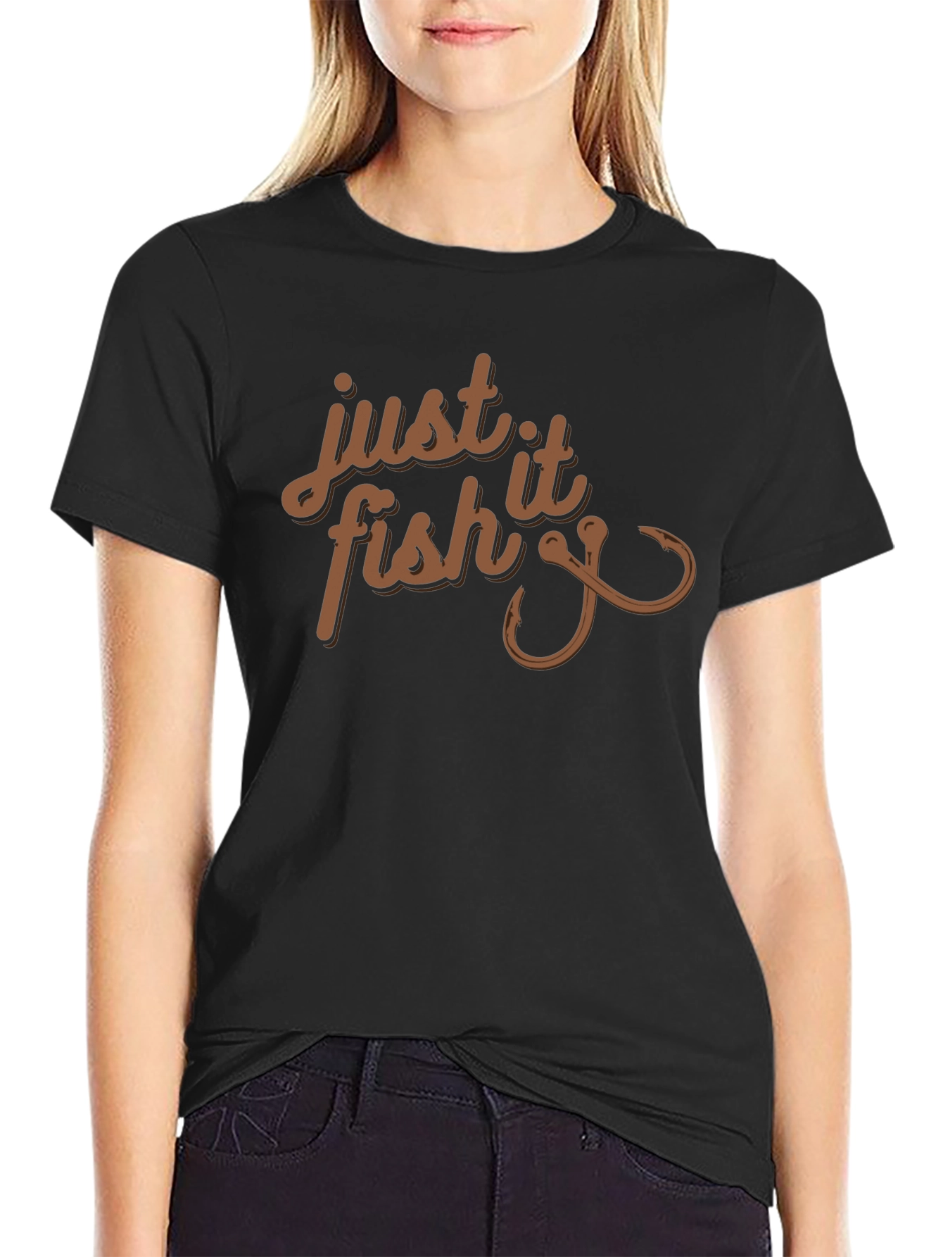 Just Fish It Tee - Fishing Hook Graphic T-Shirt
