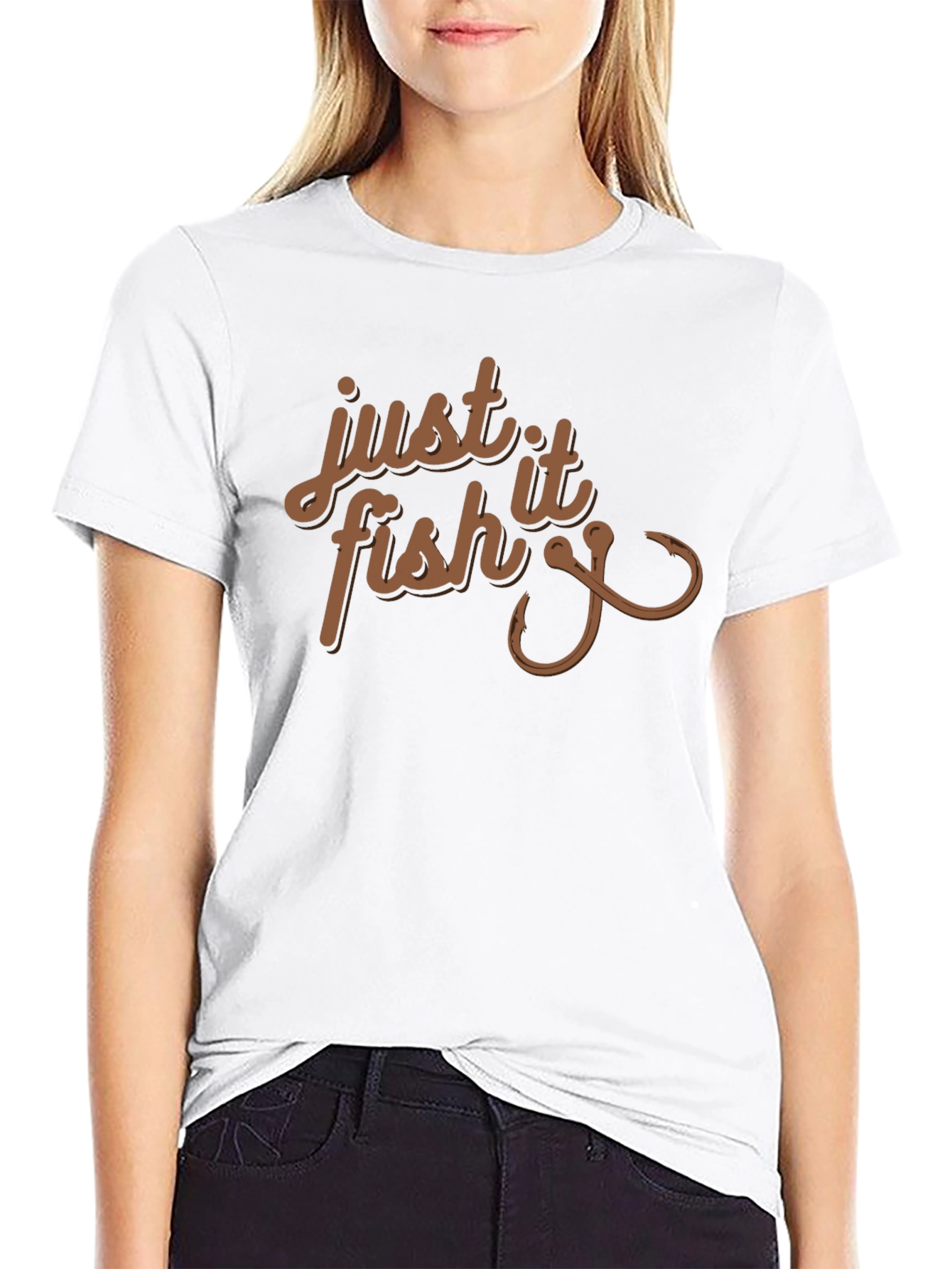 Just Fish It Tee - Fishing Hook Graphic T-Shirt