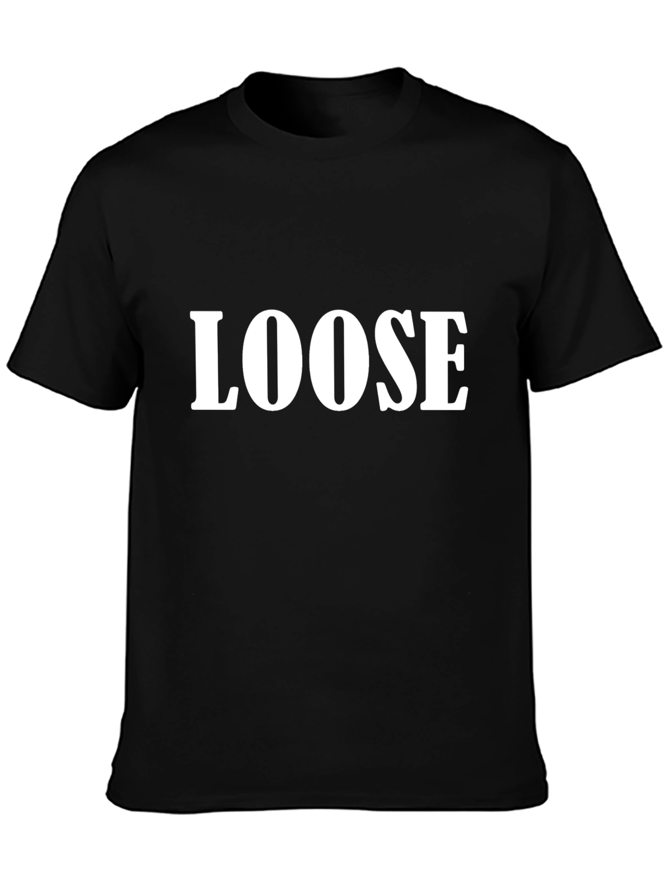 Loose Graphic Print Tee - Black Cotton T-Shirt