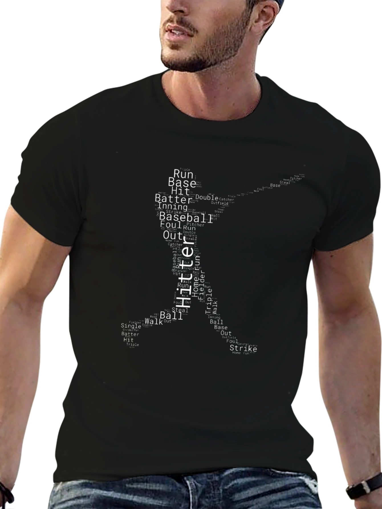 Baseball Hitter Word Art T-Shirt