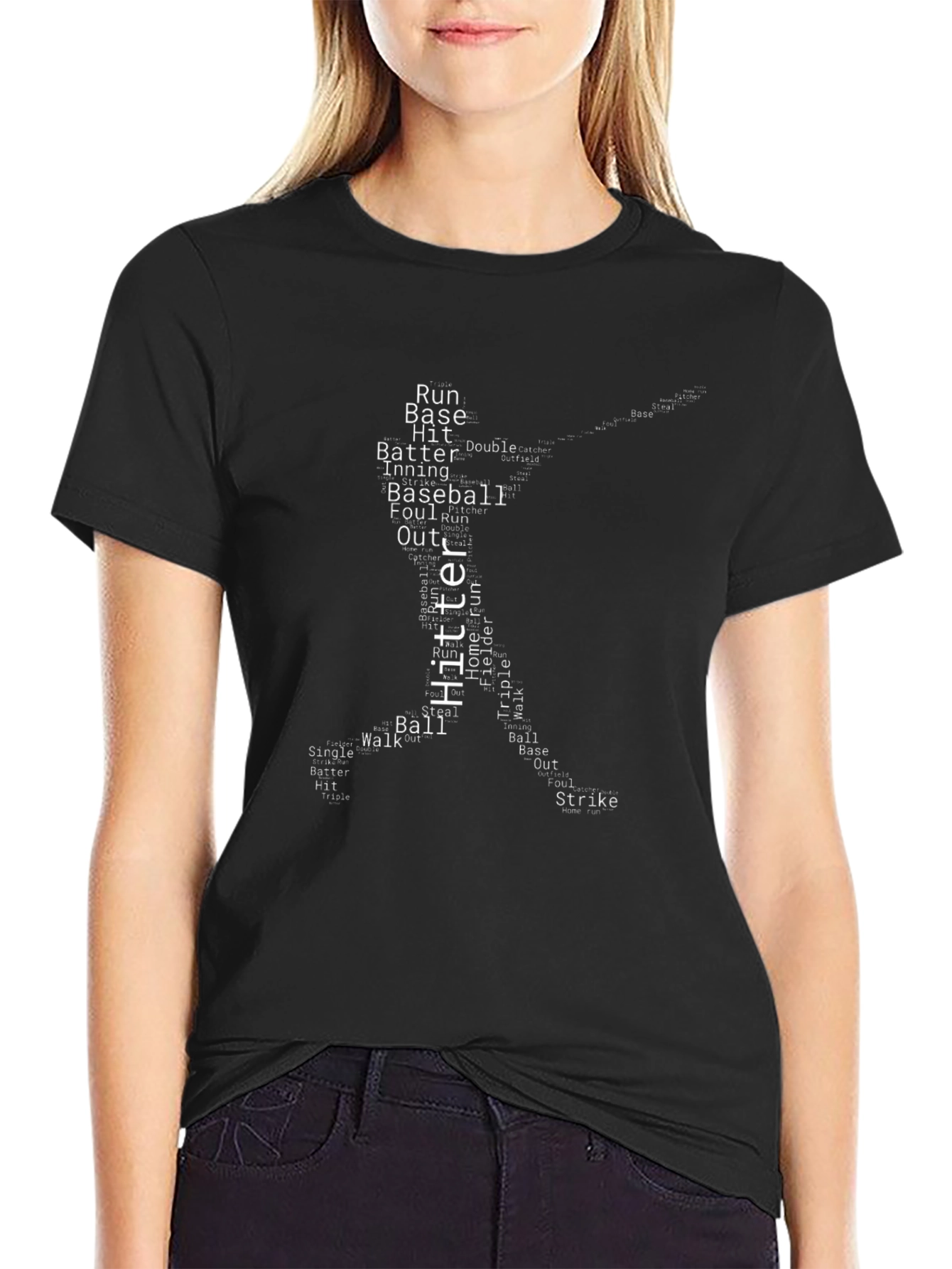 Baseball Hitter Word Art T-Shirt
