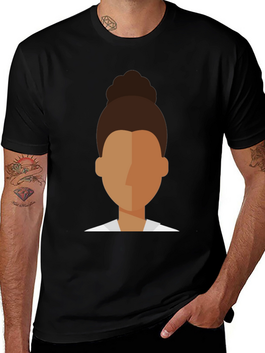 Abstract Face Black Graphic Tee