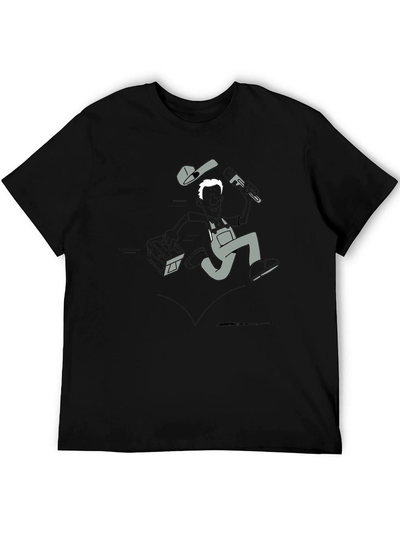 Cartoon Plumber Graphic T-Shirt