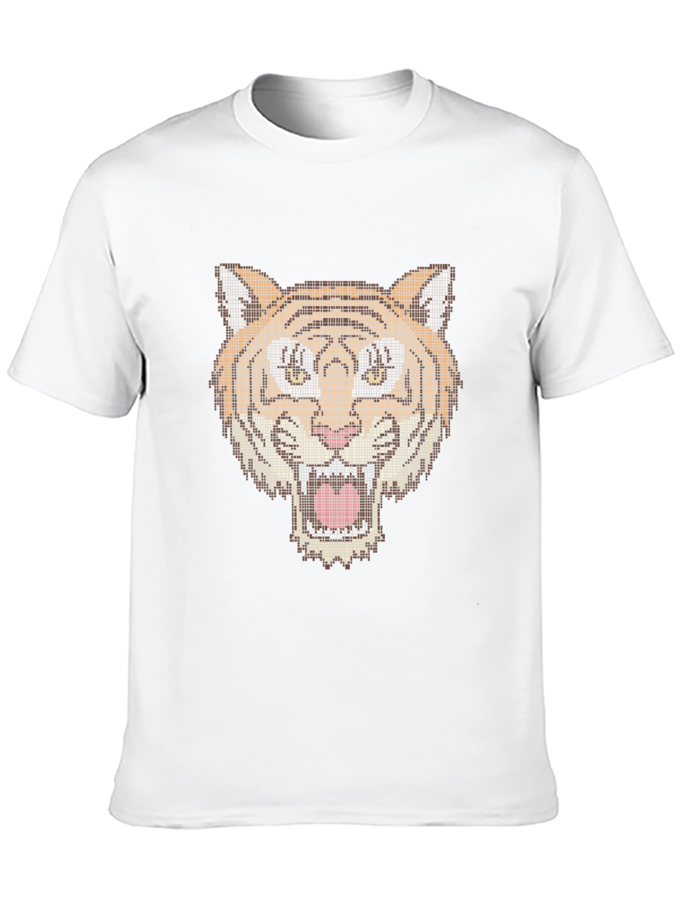 Pixel Tiger Graphic Tee - Black Cotton T-Shirt