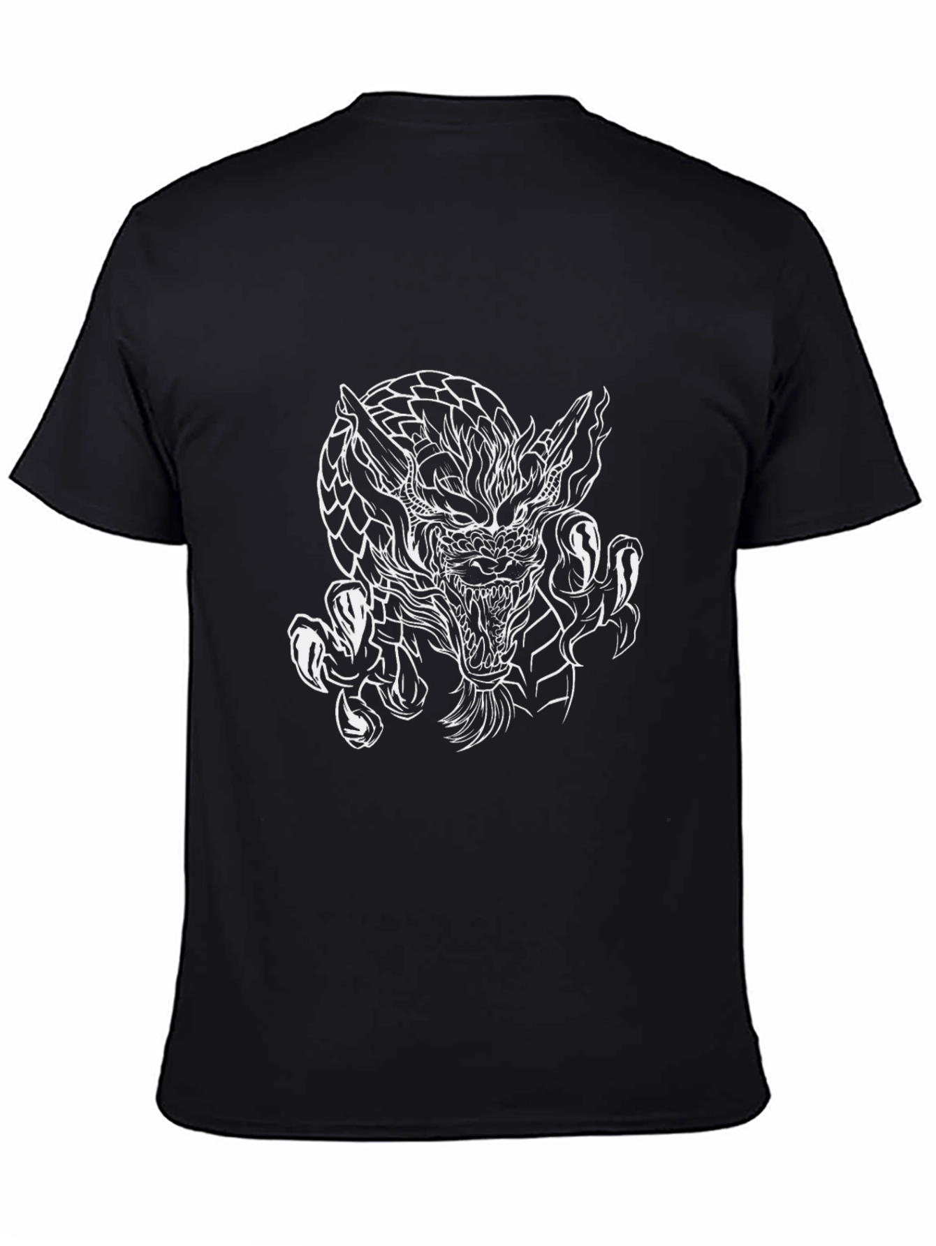 Mens Black Graphic Tee - Dragon Design