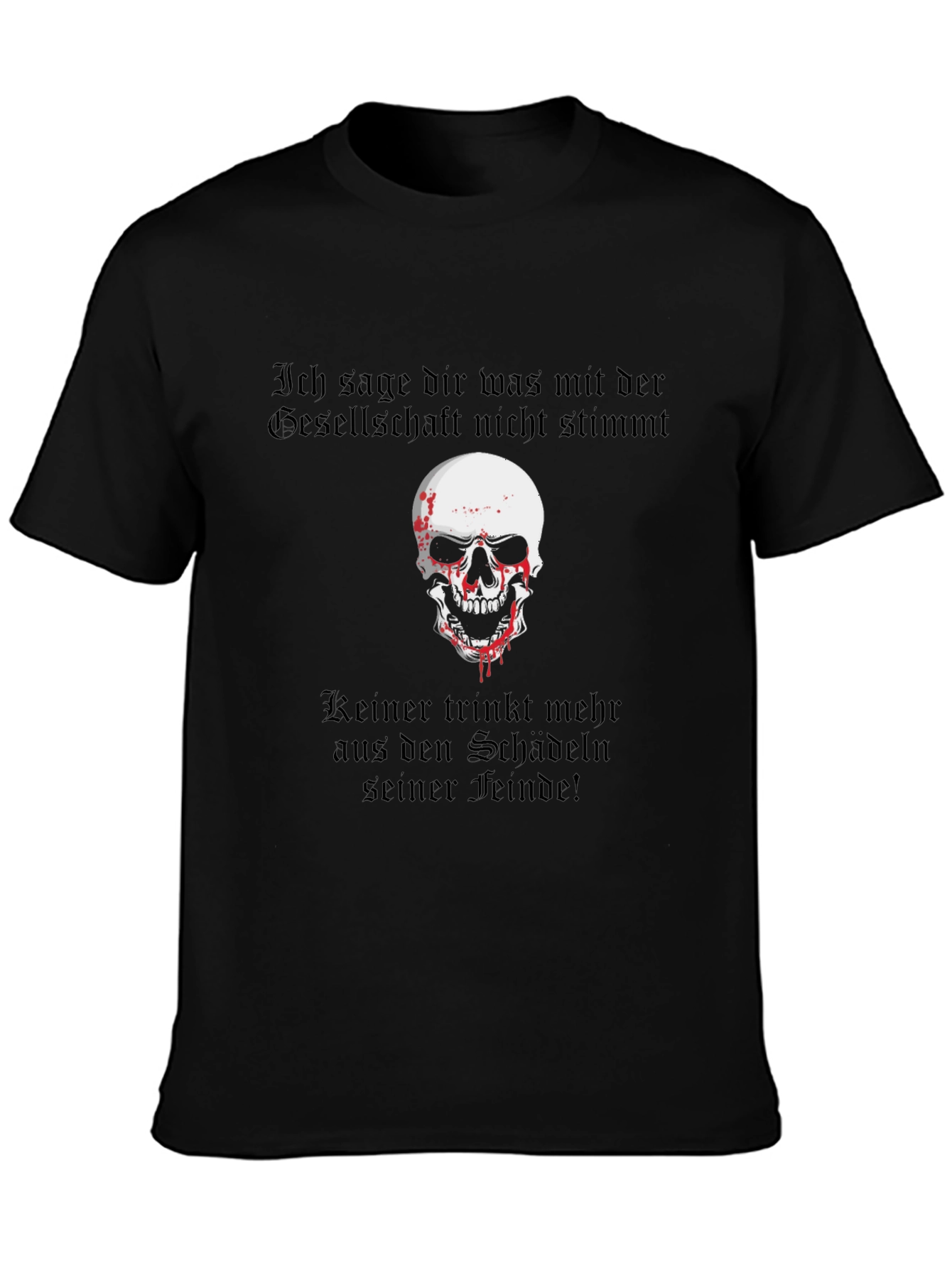 Skull & German Text Graphic T-Shirt