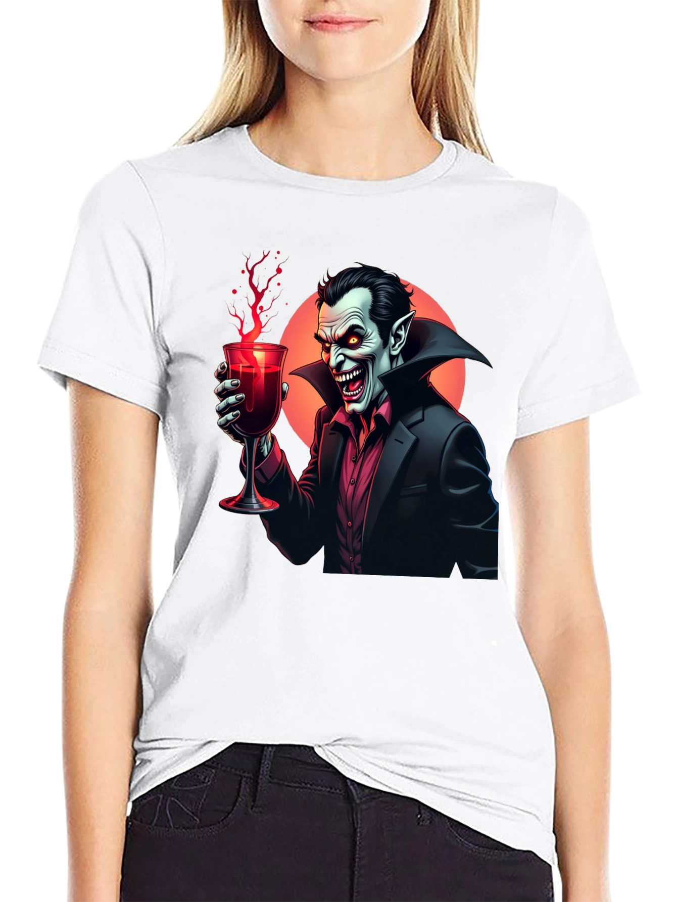 Vampire Sipping Wine Graphic Tee