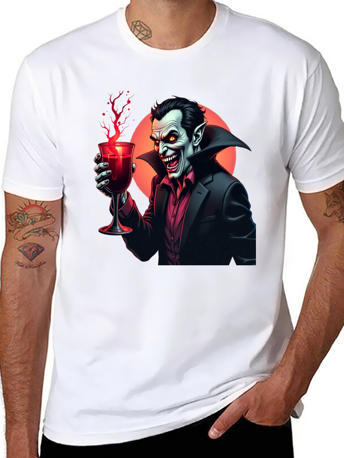 Vampire Sipping Wine Graphic Tee