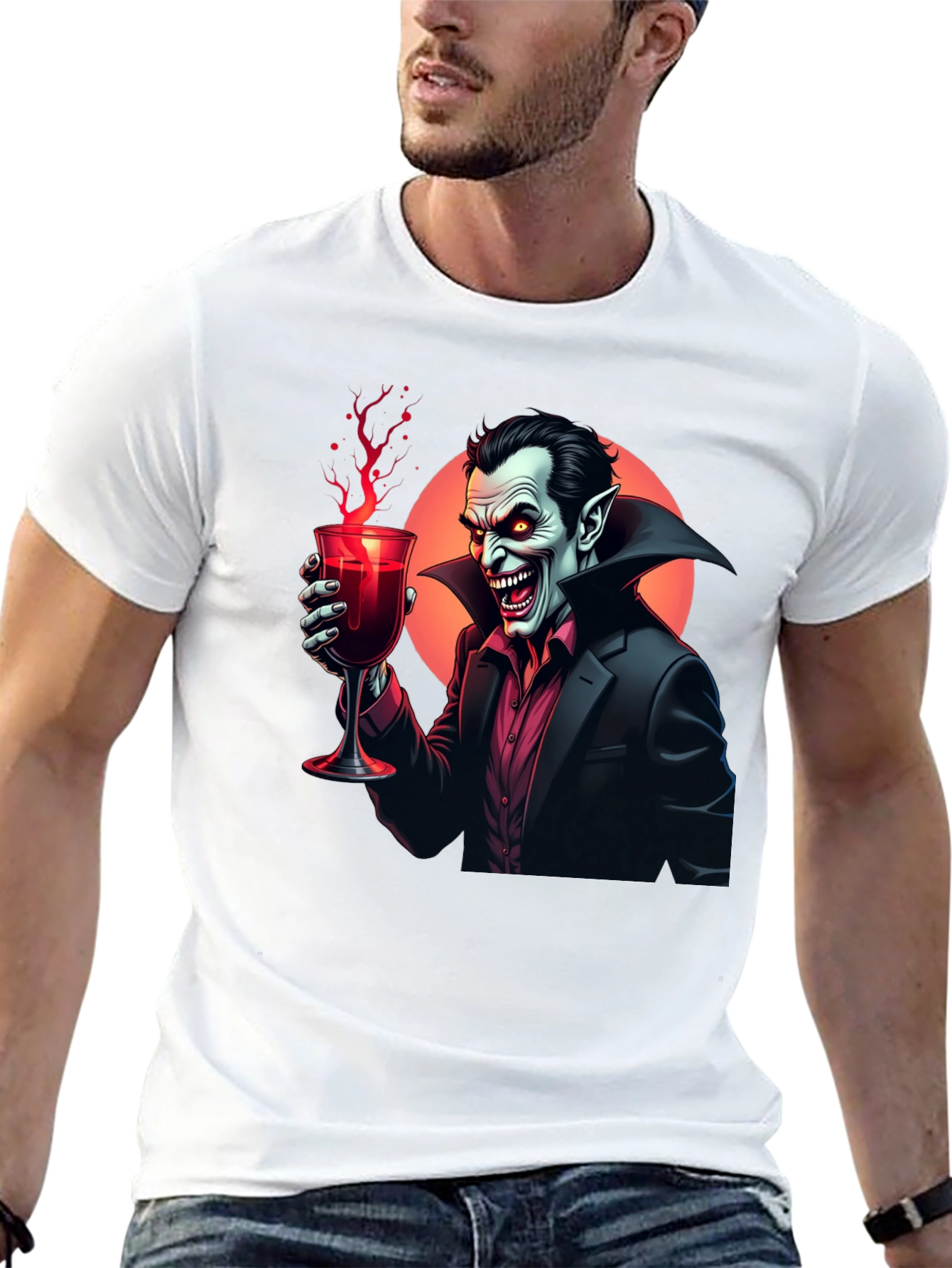 Vampire Sipping Wine Graphic Tee