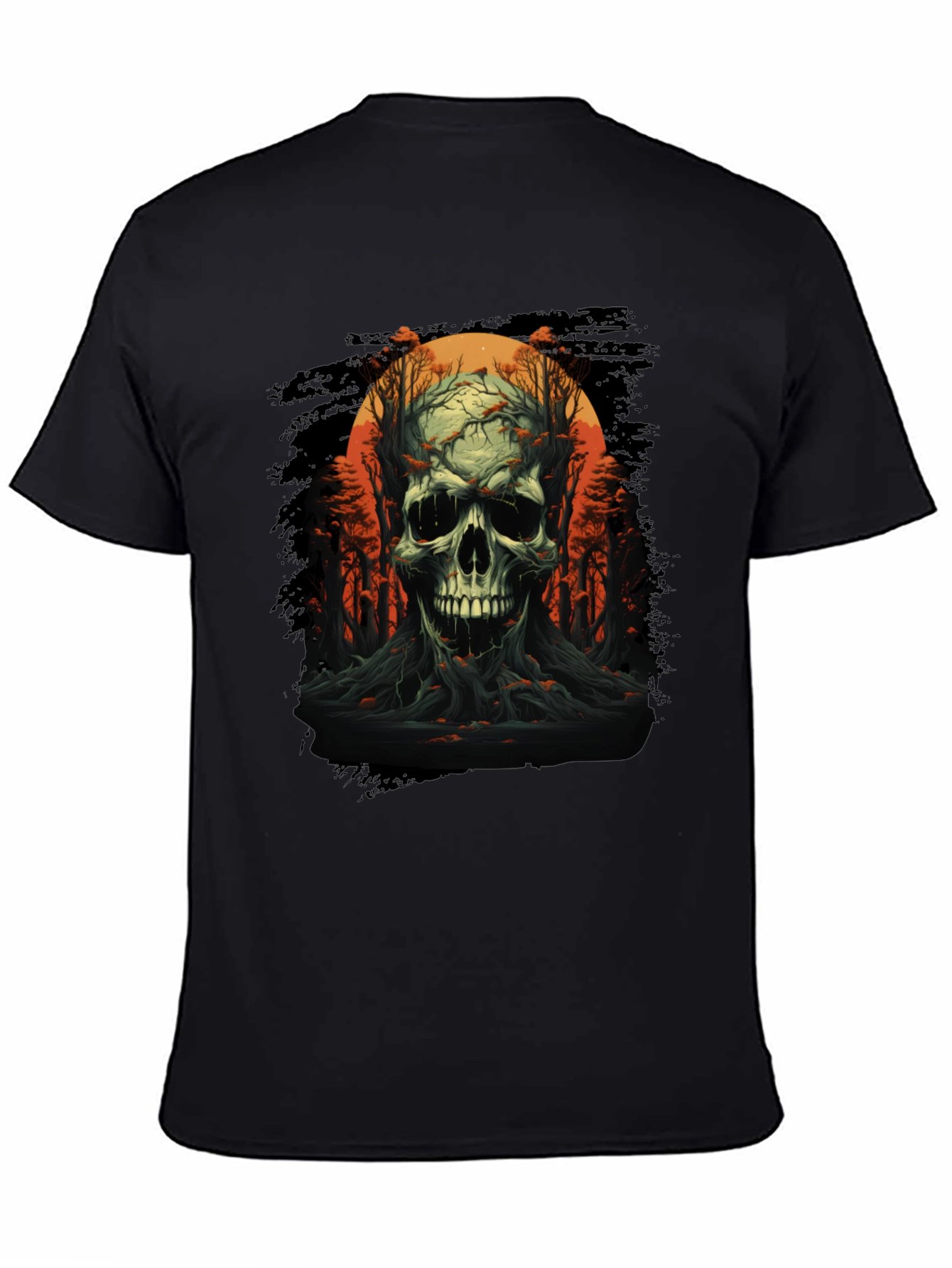 Skull and Forest Graphic Black T-Shirt