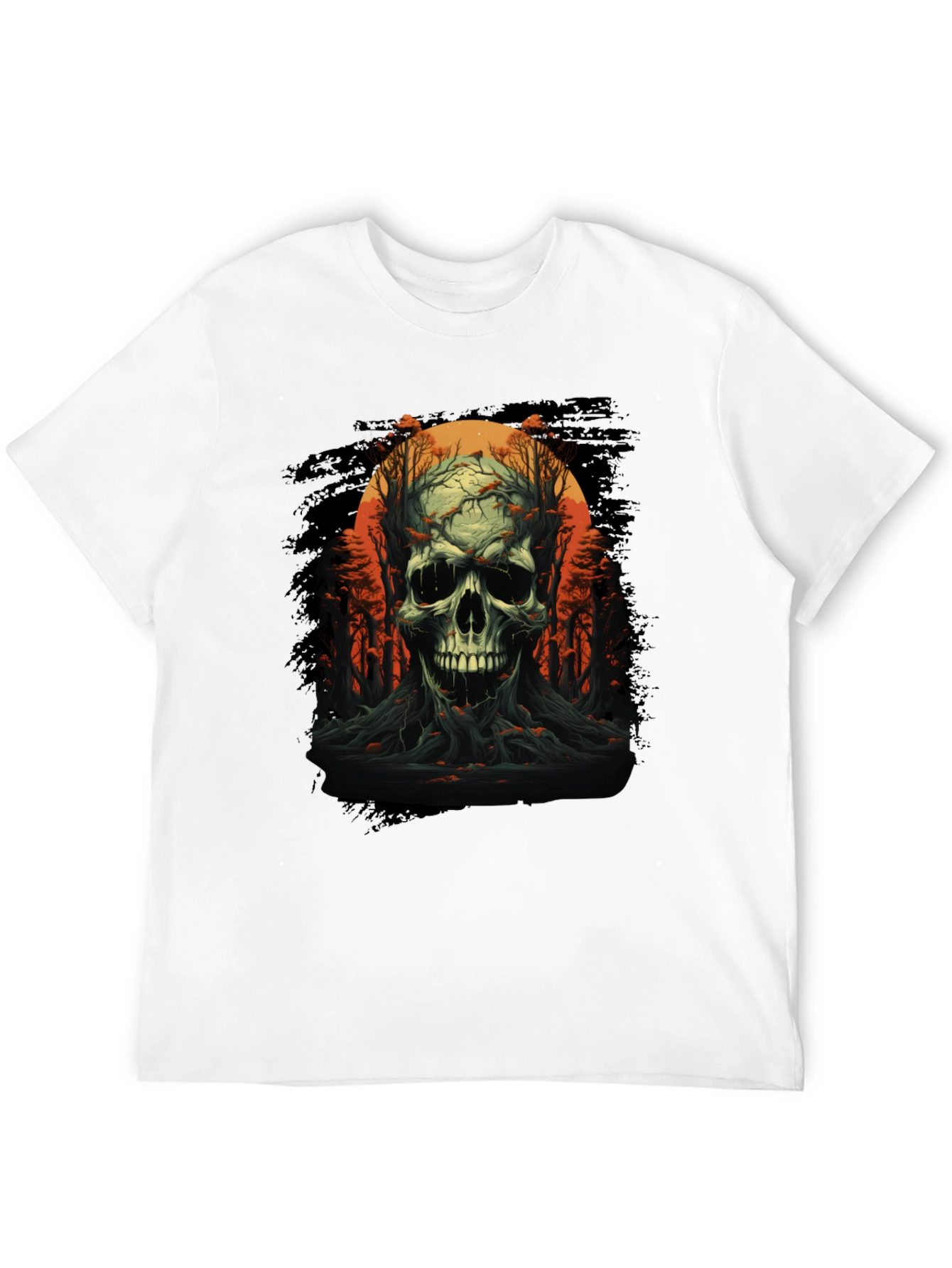 Skull and Forest Graphic Black T-Shirt