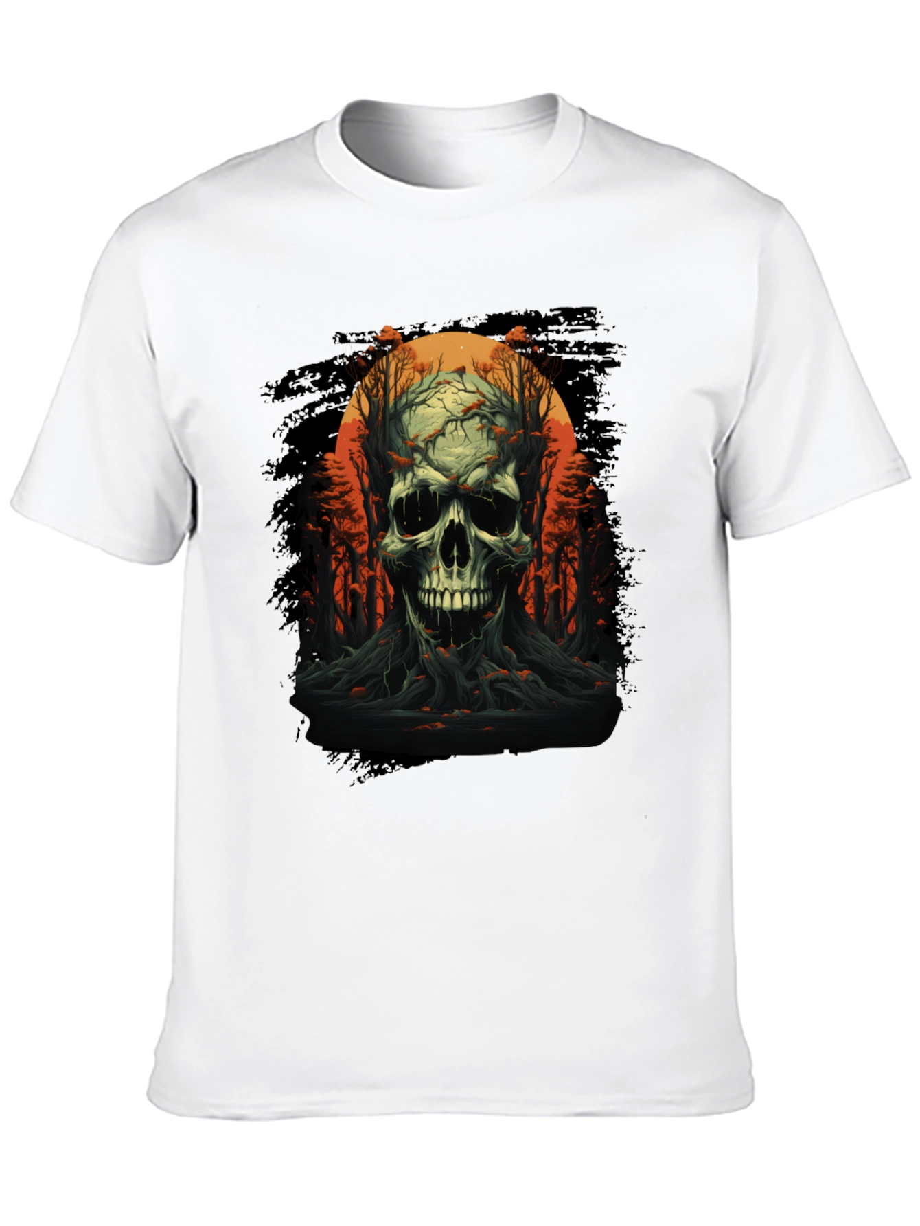 Skull and Forest Graphic Black T-Shirt