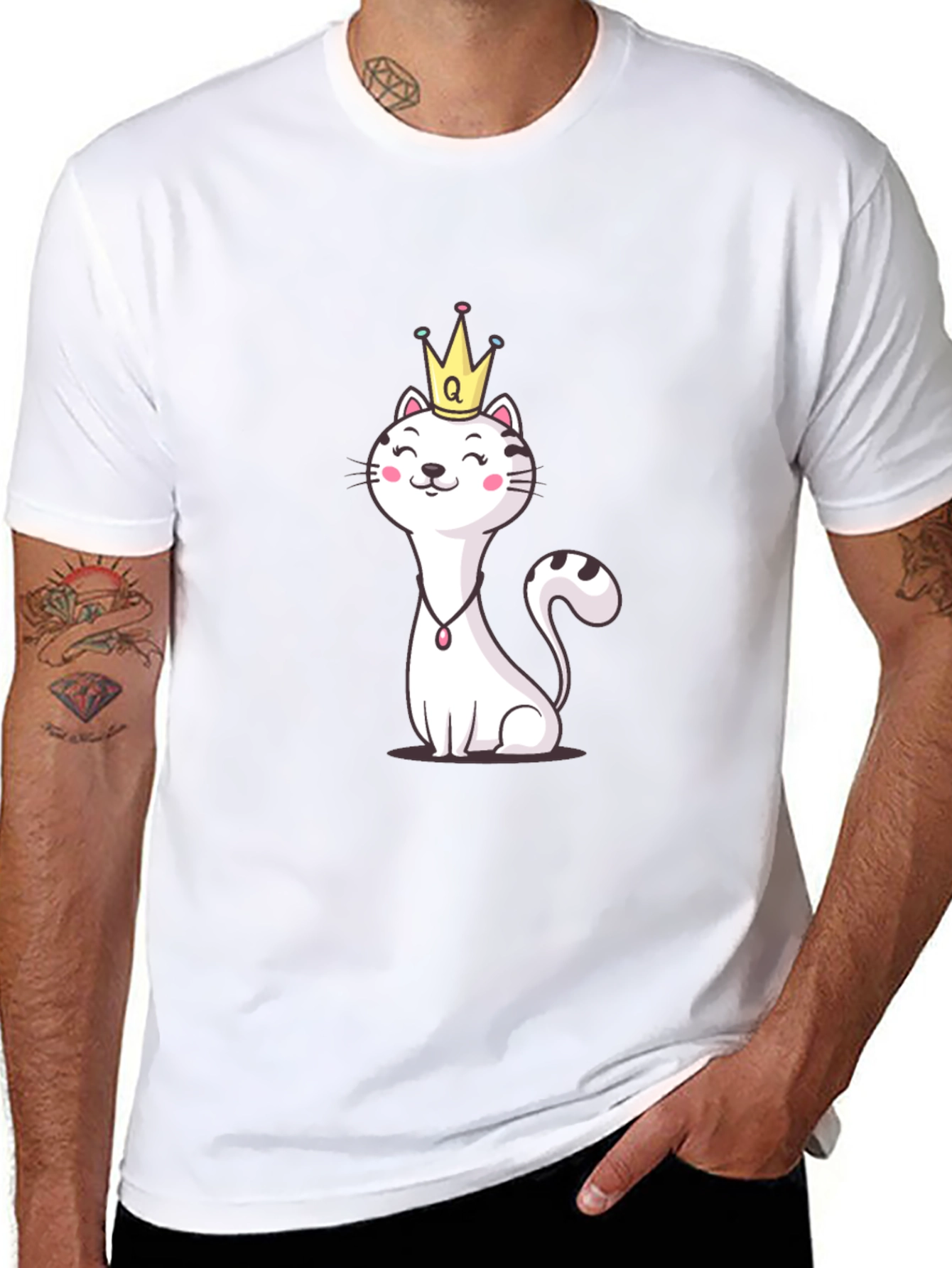 Queen Cat T-Shirt - Cute Cartoon Graphic Tee