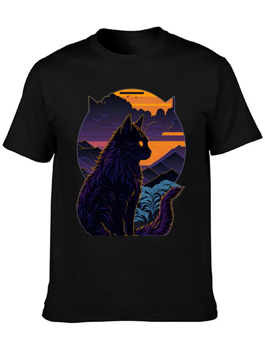 Mystic Cat Graphic Tee - Stylish Black T-Shirt